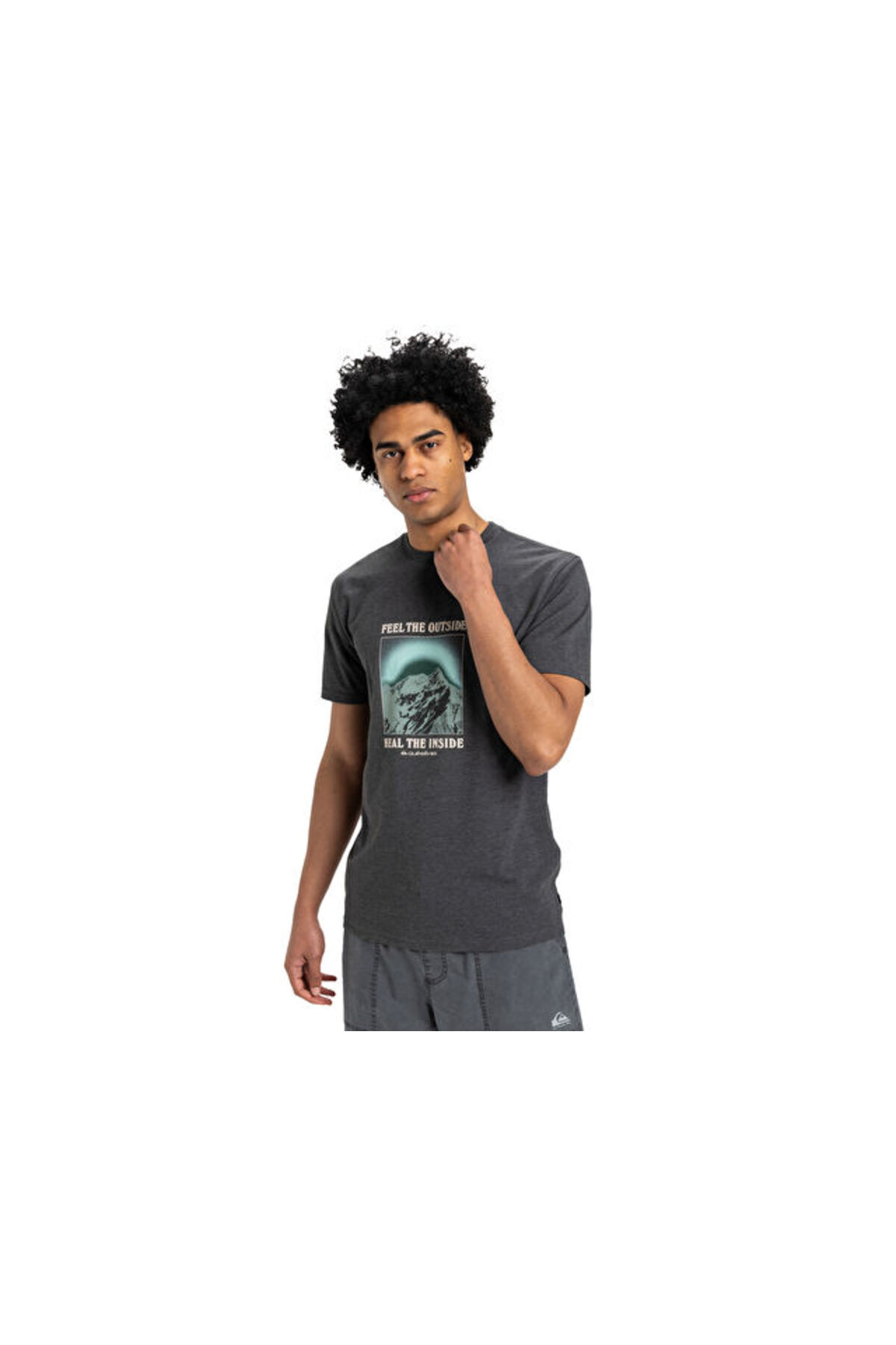 کوییک سیلور تی شرت مردانه طرح Feel The Outside کد SS Tee مدل EQYZT08004-12814 خاکستری