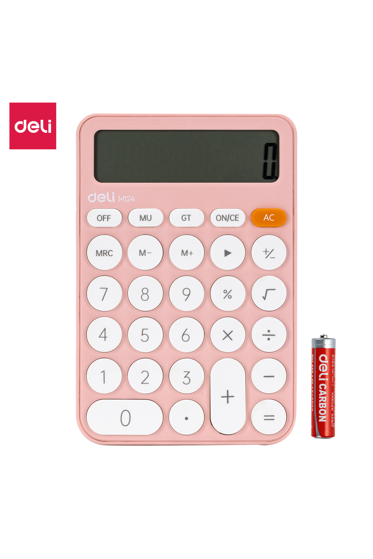 Deli Hesap Makinesi 12 digit Pembe