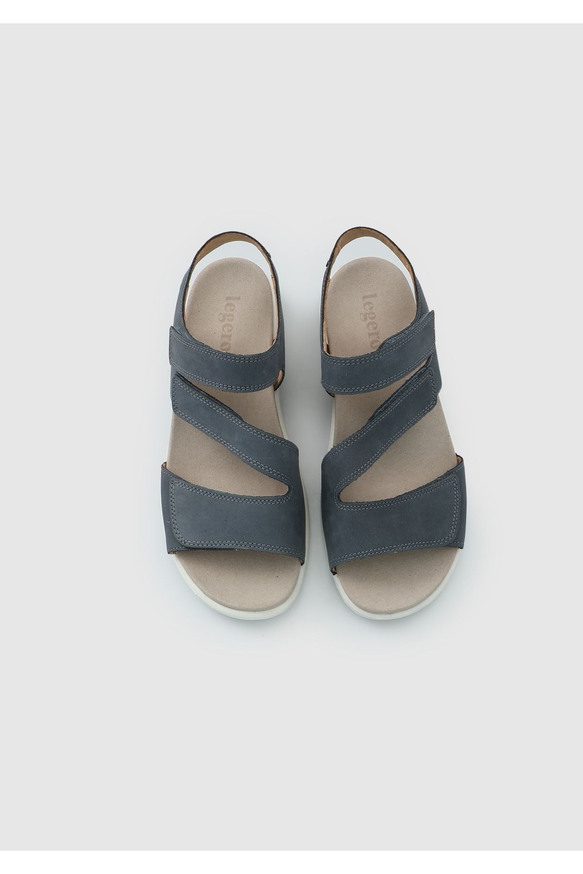 Legero-Navy Blue Leather Women's Flat Sandals 5