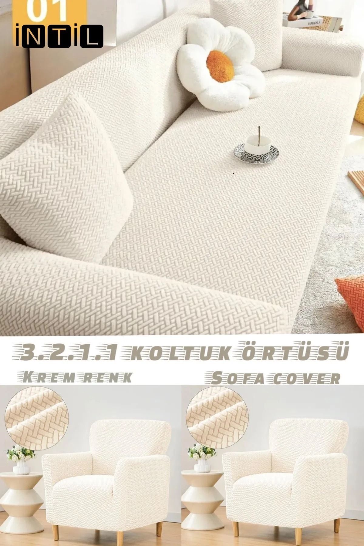 intil Set Huse Pentru Scaune 3 + 2 + 1 + 1 Produs Textil Pentru Casa - One Size