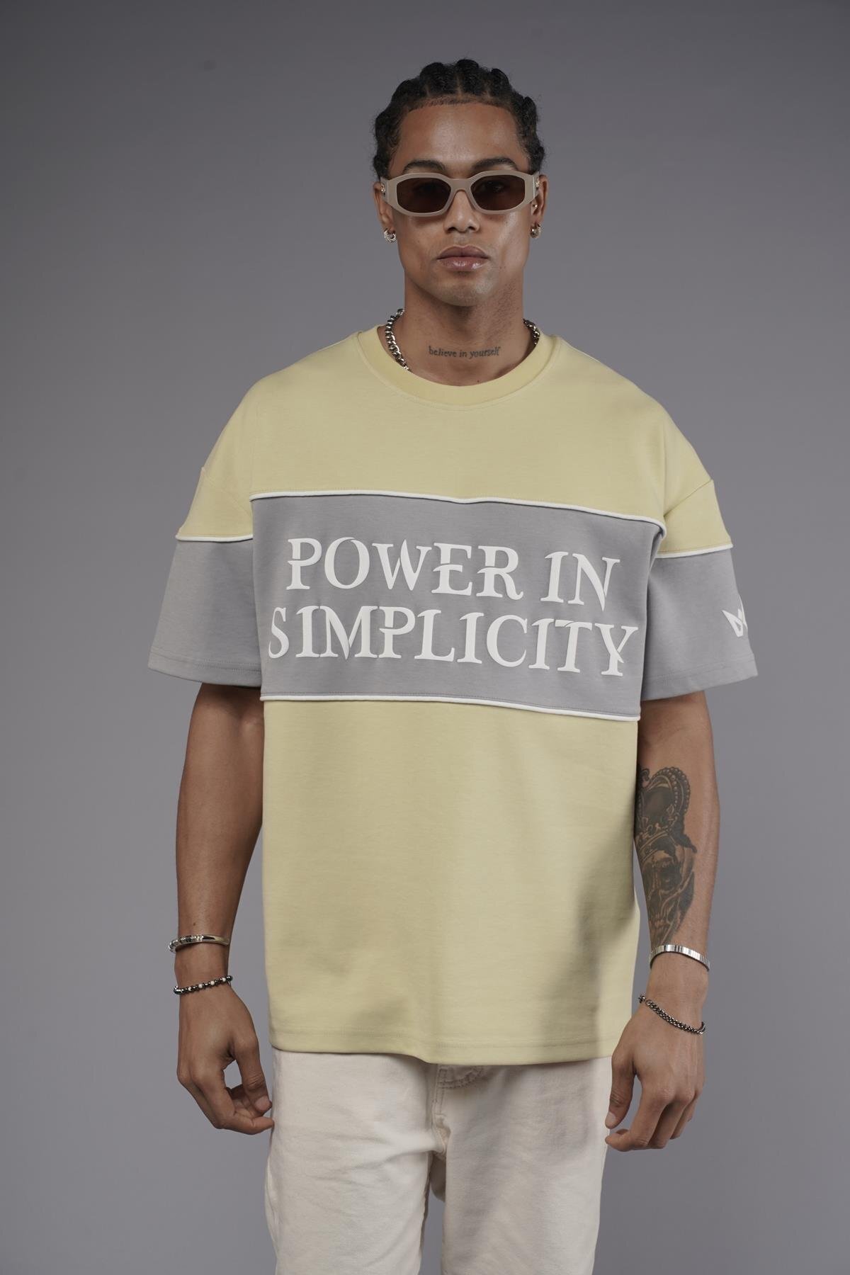 king brich-Crew Neck Garnished Oversize Unisex T-Shirt with Piping Detail 5