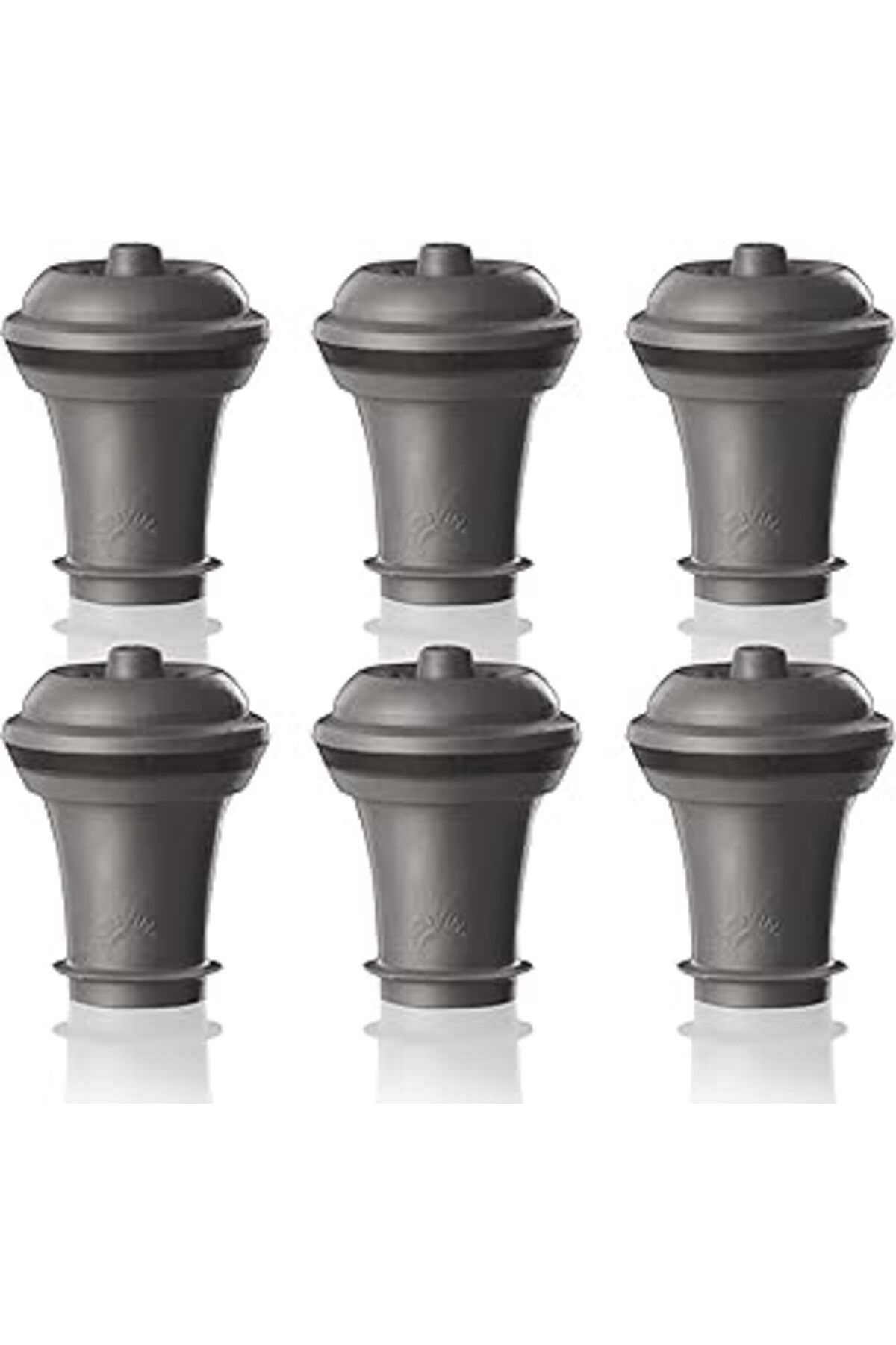 Mu Art Vacu Vin 0086341 0886360 Şarap Pompaları Için Tapa, 6'lı Blister, Gri, 6’lı Set