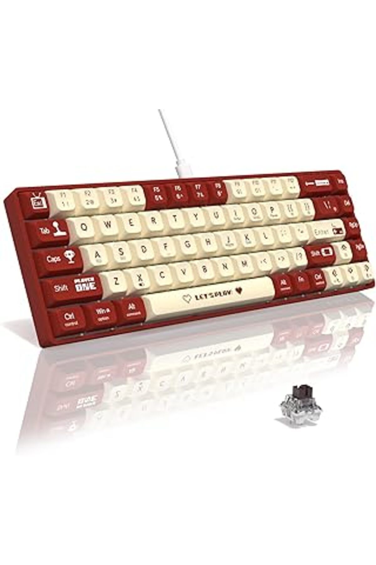 Roses Store Ajazz Ak680 65% Kablolu Hotswap Mekanik Oyun Klavyesi,68 Tuşlu Taşınabilir Anti-Ghosting Klavye,Gök
