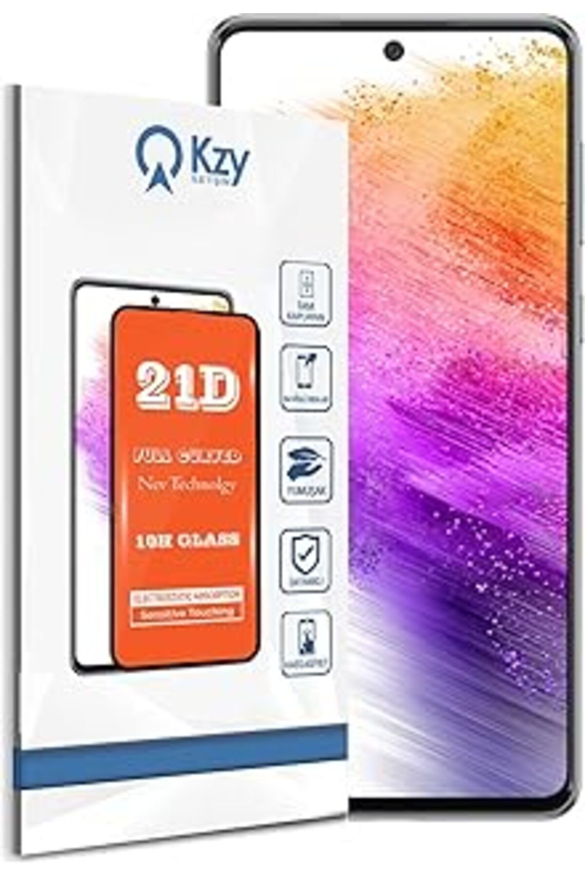 Pazarcan Kzy İletişim Samsung Galaxy A73 Ile Uyumlu Tam Kaplayan 21D Temperli Ekran Koruyucu Cam
