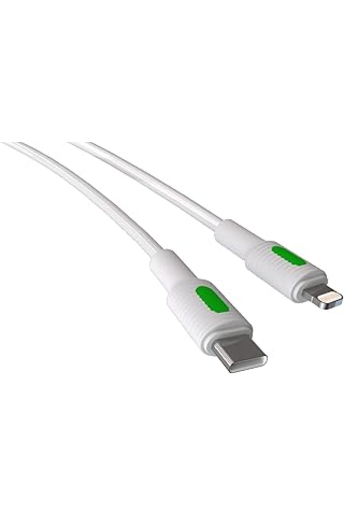 Pazarcan Remorax Coral Iphone Uyumlu Type C-Lightning Pd Hızlı Şarj Kablosu (Beyaz + Yeşil/Beyaz Uç) (150 Cm