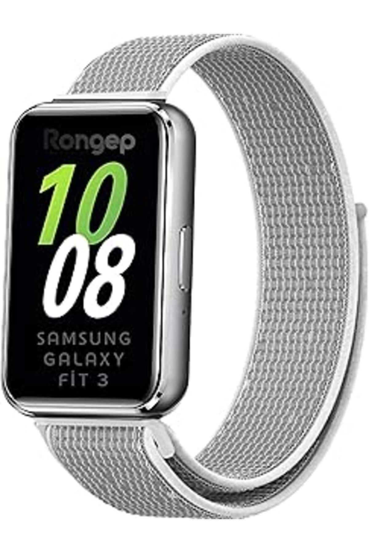 Mu Art Ahşap Rongep Samsung Galaxy Fit 3 İle Uyumlu Hasırlı Kumaş Kordon Terleme Yapmayan Cildi Tahriş Etmeyen N