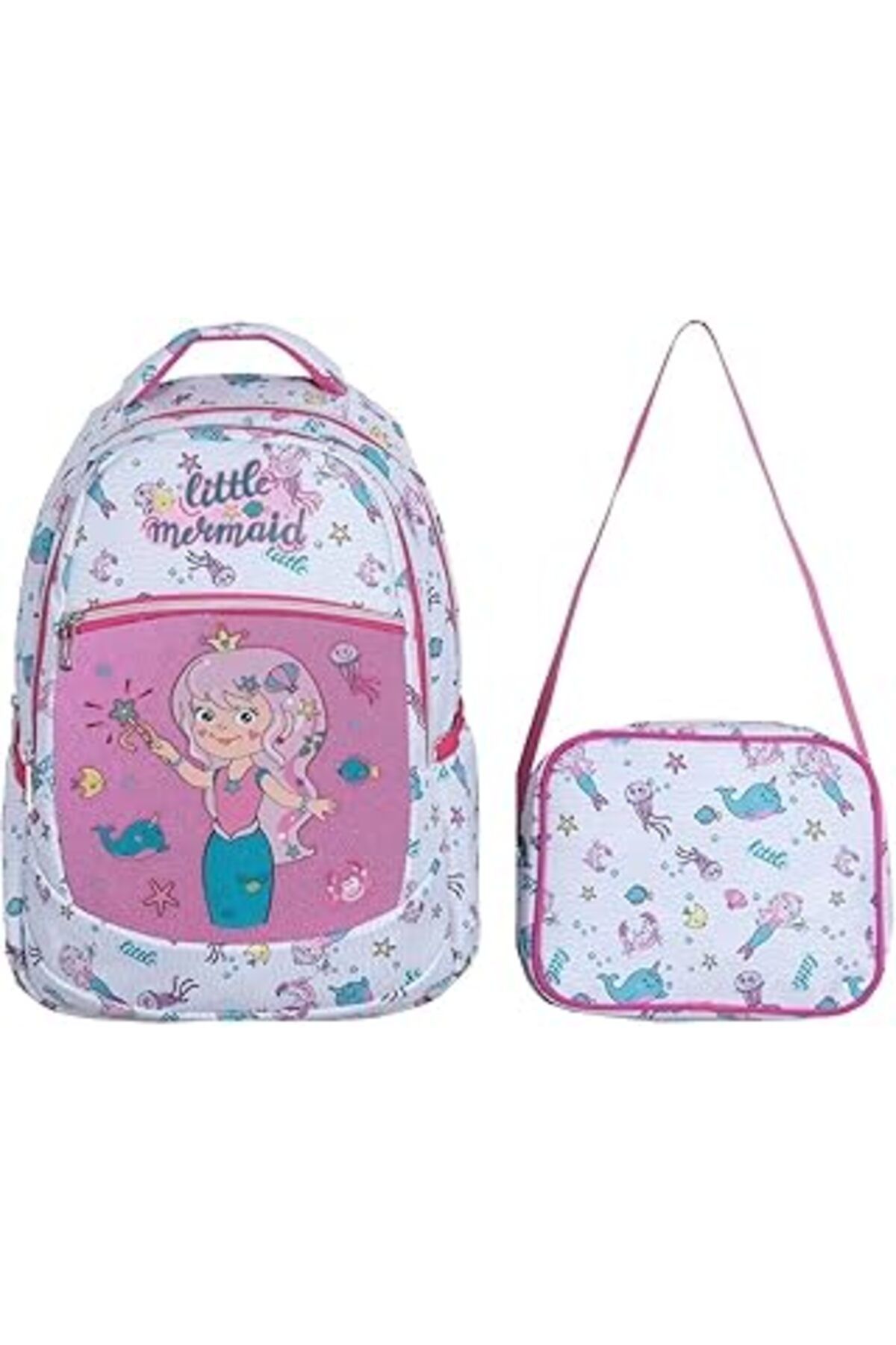Mu Art Rucsac Ortopedic Roz Pentru Școala Primară Pentru Sirenă - Set De 2 Cutie De Prânz Masculin - Mărime unică