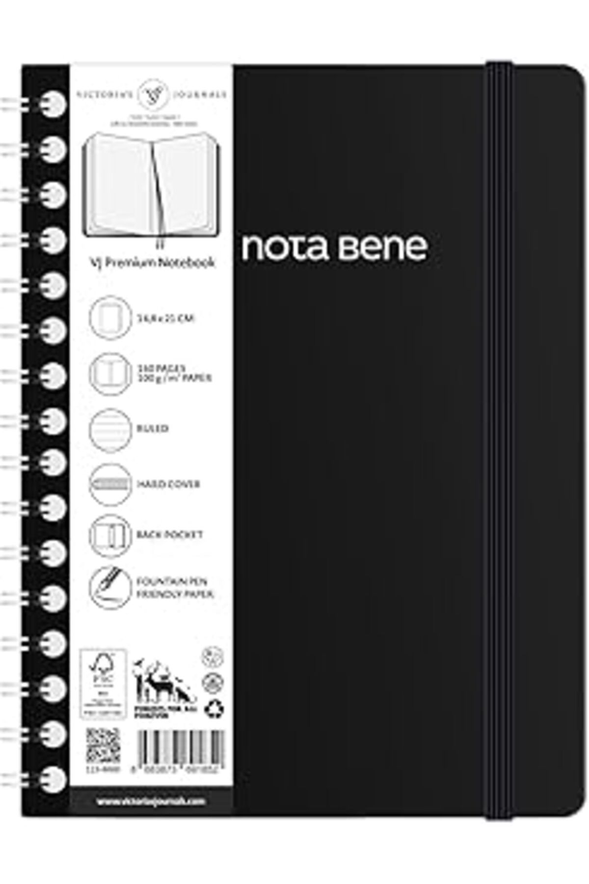 Pazarcan Nota Bene Spiralli Premium Sert Kapak Defter, 14.8X21 Cm, Çizgili