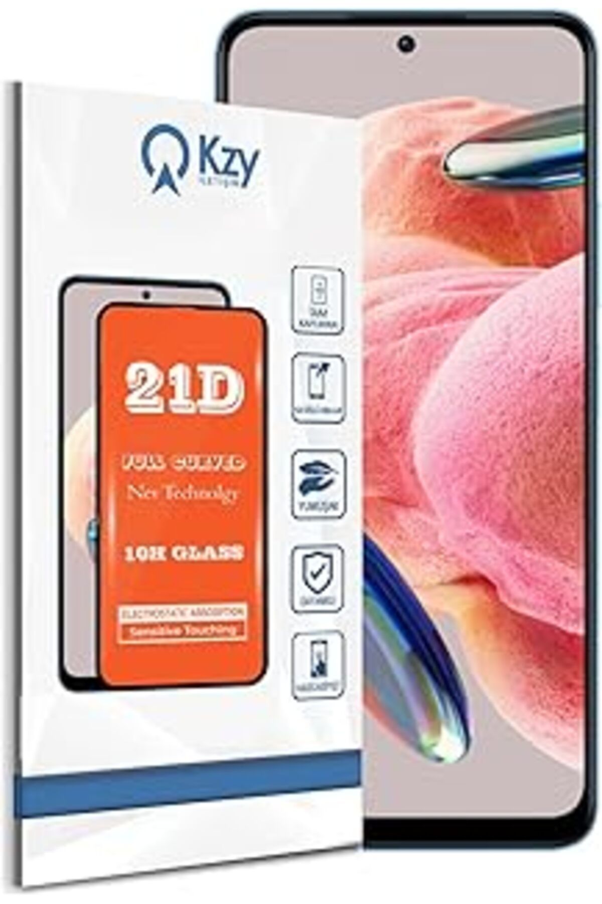 Pazarcan Kzy Iletişim Xiaomi Redmi Note 12 Tam Kaplayan 21d Temperli Ekran Koruyucu Cam
