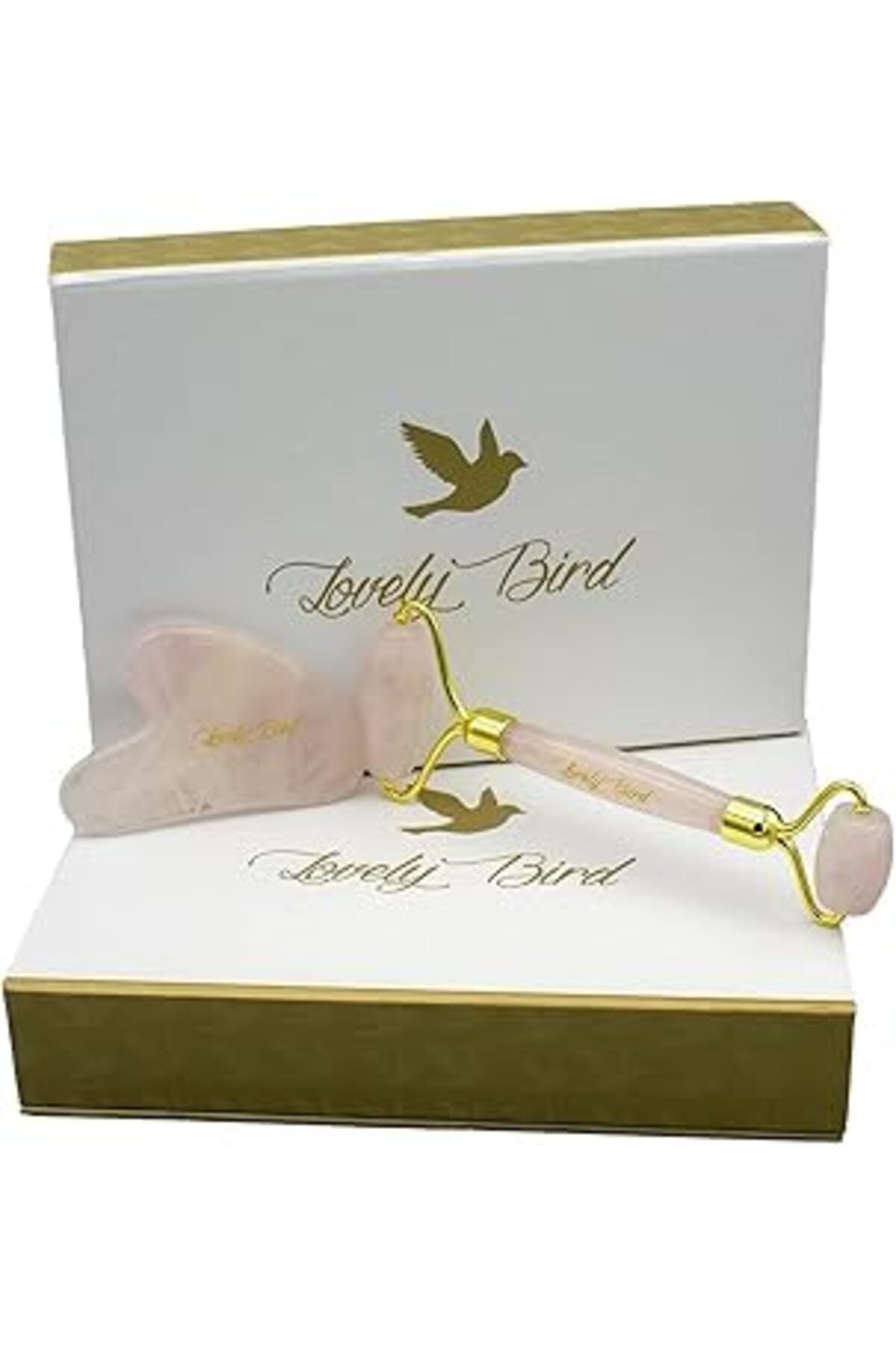 Pazarcan Lovelybird Kuvars Roller Ve Guasha Set Cilt Yenileme Cilt Masaj Aleti