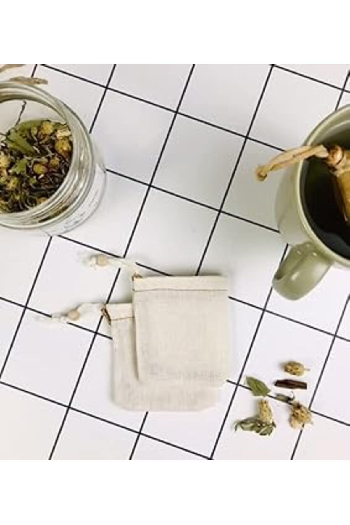 Karachil Yofu Yoga And Food Yıkanabilir Kumaş Çay Kesesi (2 Adet) - Organik, Ekolojik,%100 Ham Ağartılmamış