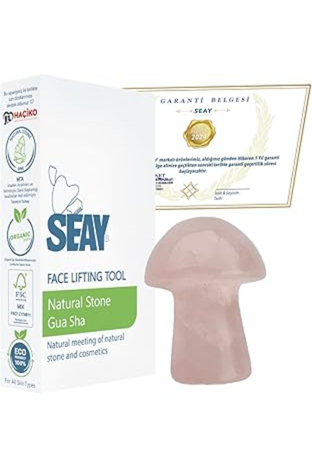 Pazarcan Seay Pembe Kuvars Quartz Mantar Gua Sha Kaş Ve Göz Altı