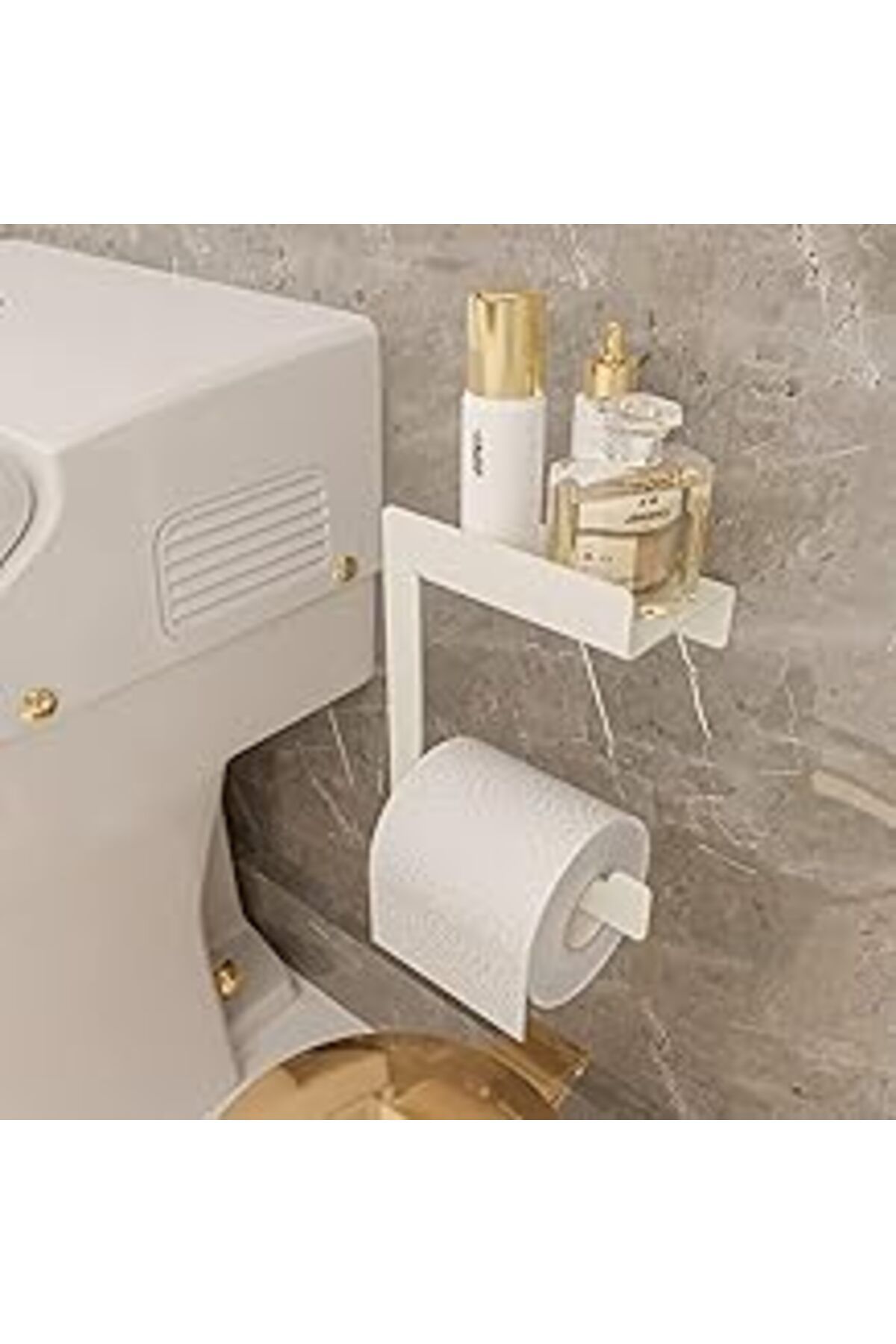 Pazarcan Lmz Raflı Tuvalet Kağıdı Tutucu, Metal Tuvalet Kağıdı Standı (Metal, Beyaz)