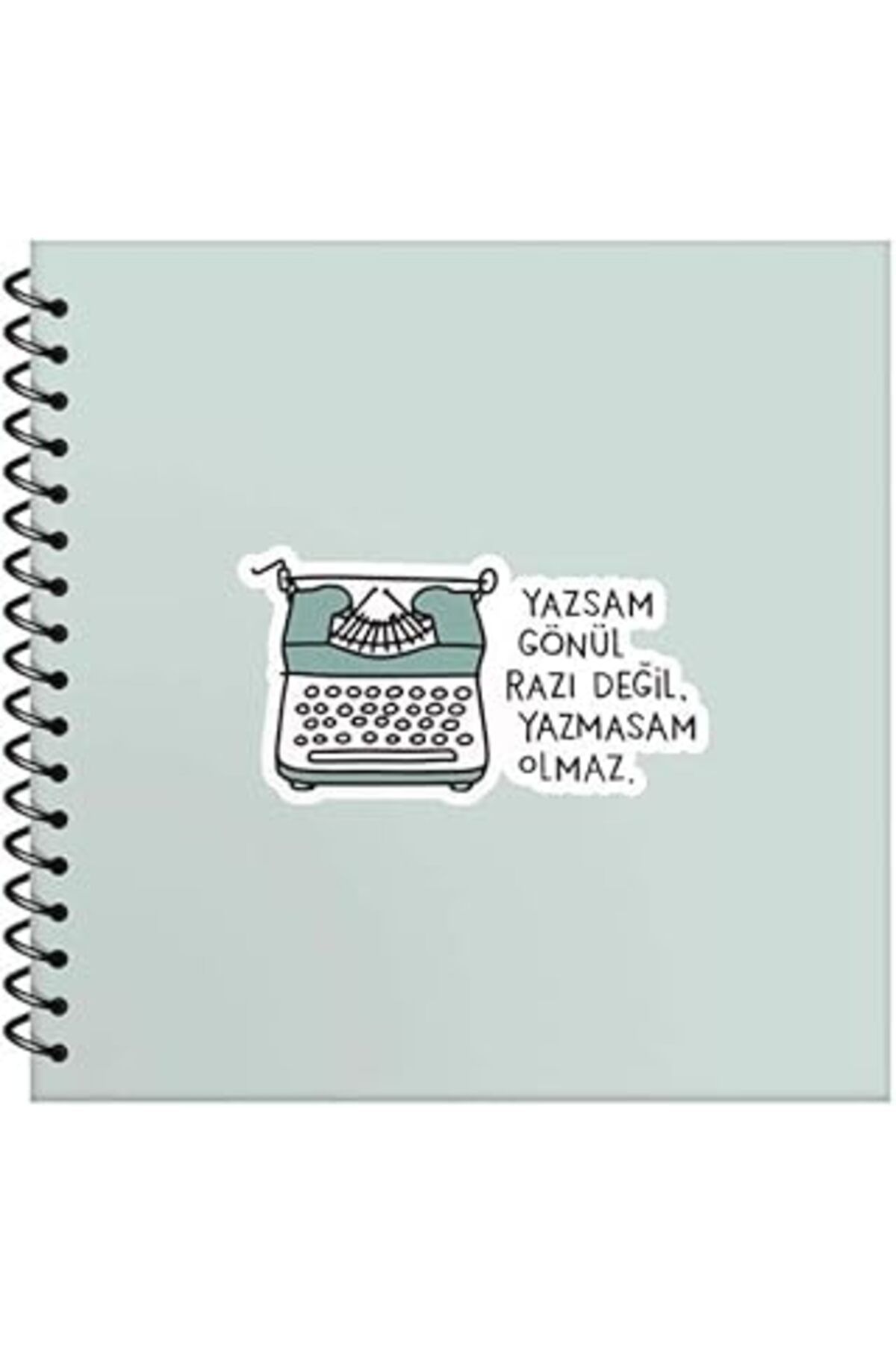 Karachil Hisli Şeyler 50 Yaprak Çizgili Sert Kapak Stickerli Defter, Yazsan Gönül Razı Değil Yazmasam Olmaz,