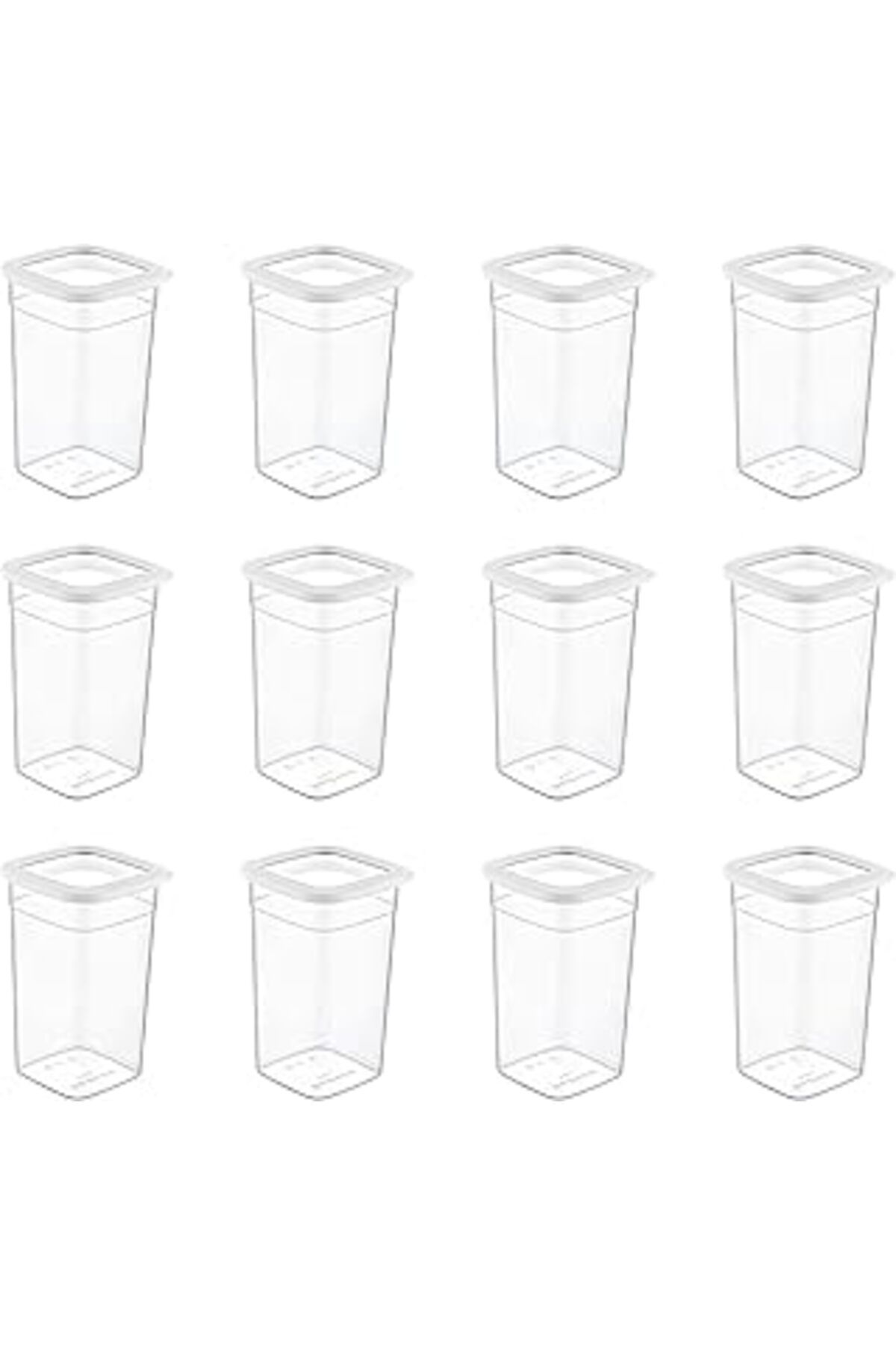 Mu Art Smartware 12'li Set Skali Kare Saklama Kabı Beyaz 1440 ml - Beyaz, Çok Amaçlı Saklama Kabı