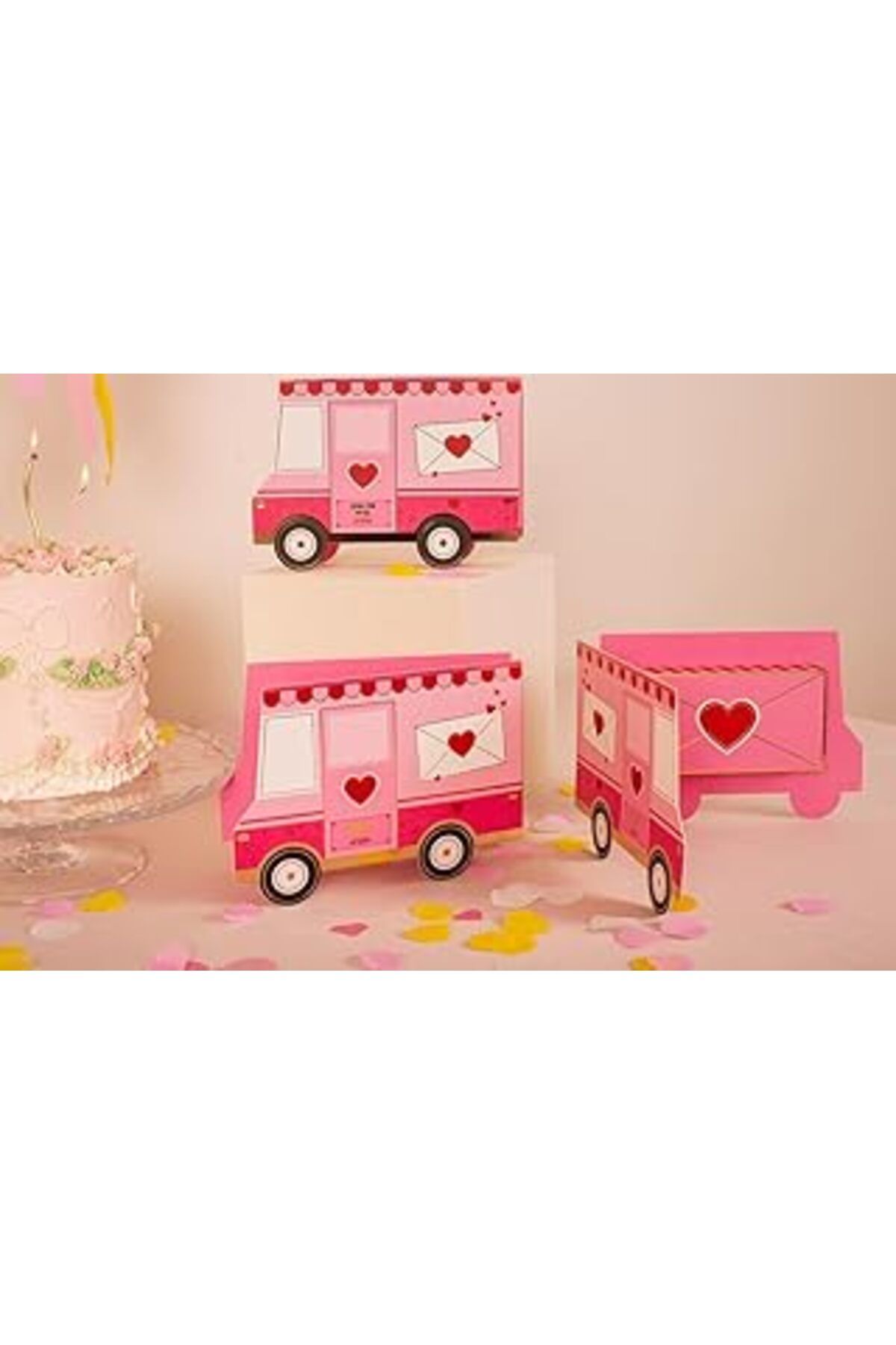 Mu Art Love Truck Figürlü 3 Boyutlu, Özel Tasarım Karton Kutu, Hediye Ambalajı (2Adet)