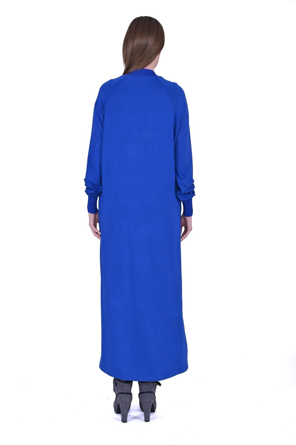 Invee-Invee 6877 Lace Detailed Two Yarn Dress - Sax 3
