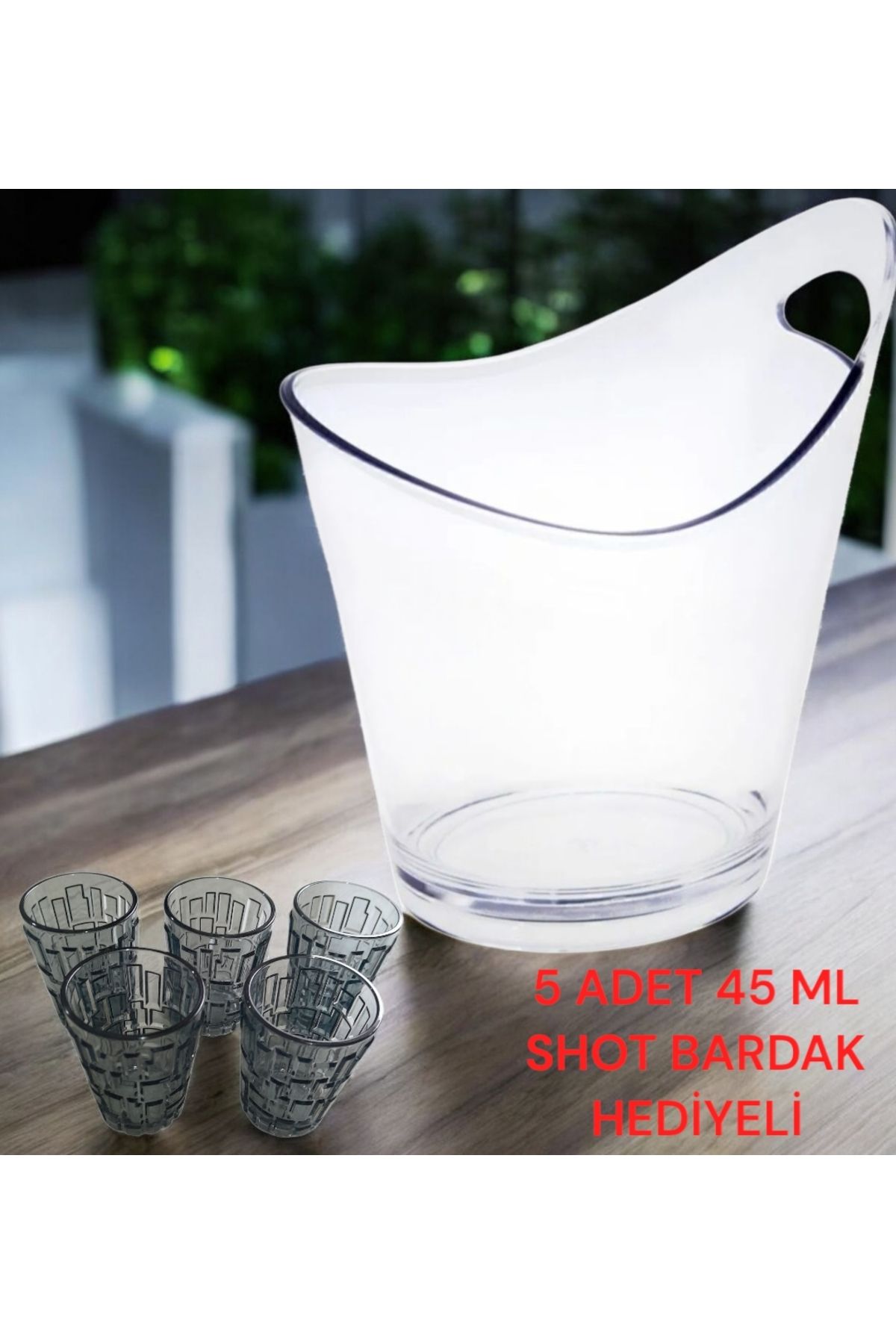 ZTF Global 4 Litrelik Buz Kovası ( 5 Adet füme polikarbon plastik shot bardağı hediyelidir )