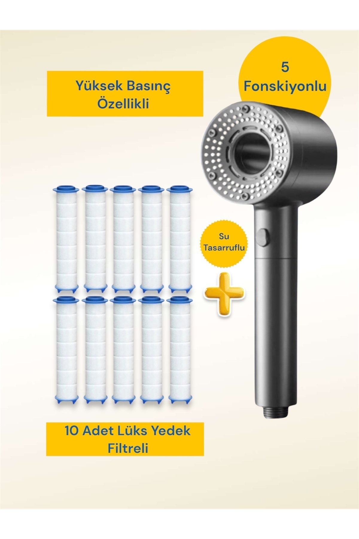 TRUVA 10 Adet Yedek Filtreli YüksekBasınçlı SuTasarruflu DuşBaşlığı