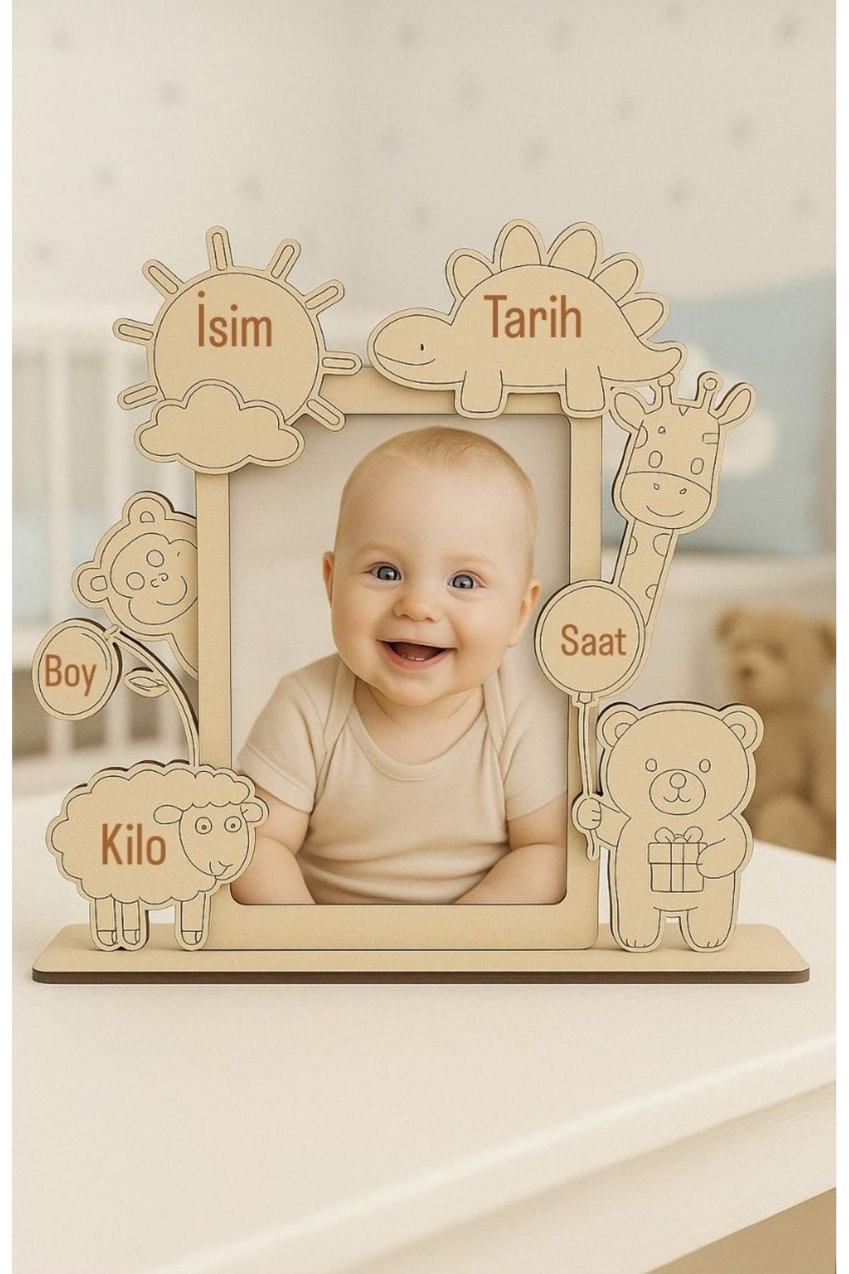 Ahşap Çocuk Fotoğraf Çerçevesi Kişiselleştirilebilir - 3mm 2 Katman MDF