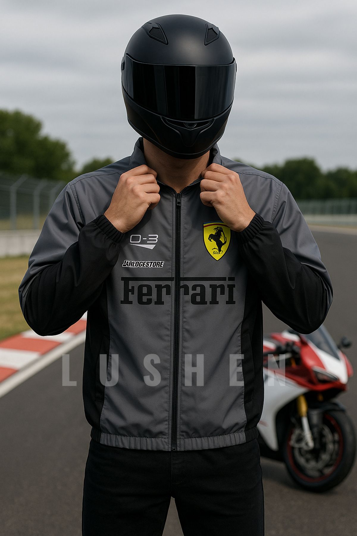 Lushen Gri Unisex Motorcu Yağmurluk Rüzgarlık İnce Ceket