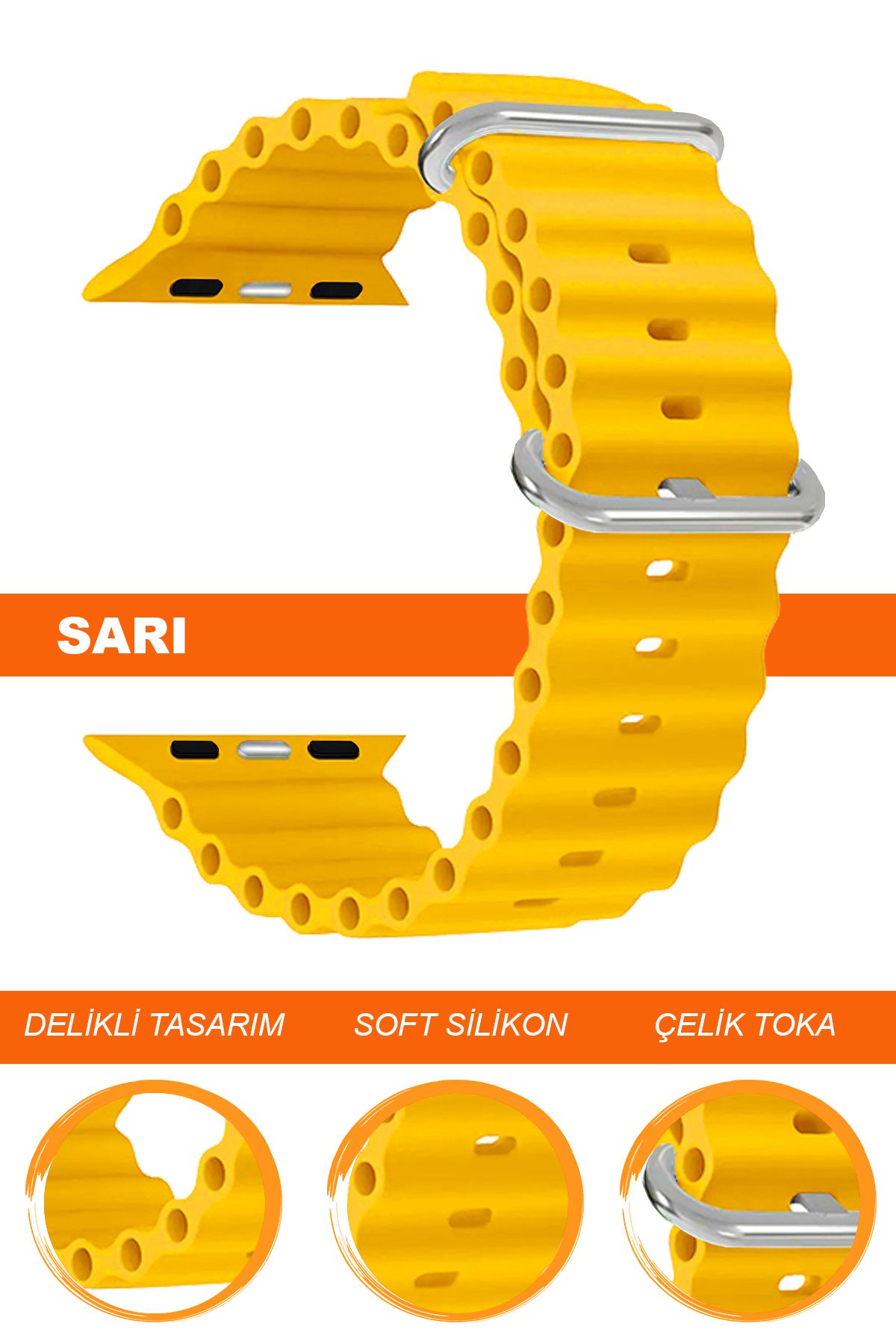 COBRA-Apple Watch Compatible Series 1/2/3/4/5/6/Se/7/8/9 Ultra/Ultra2 42/44/45/49mm Silicone Cord Strap S09Ad 1