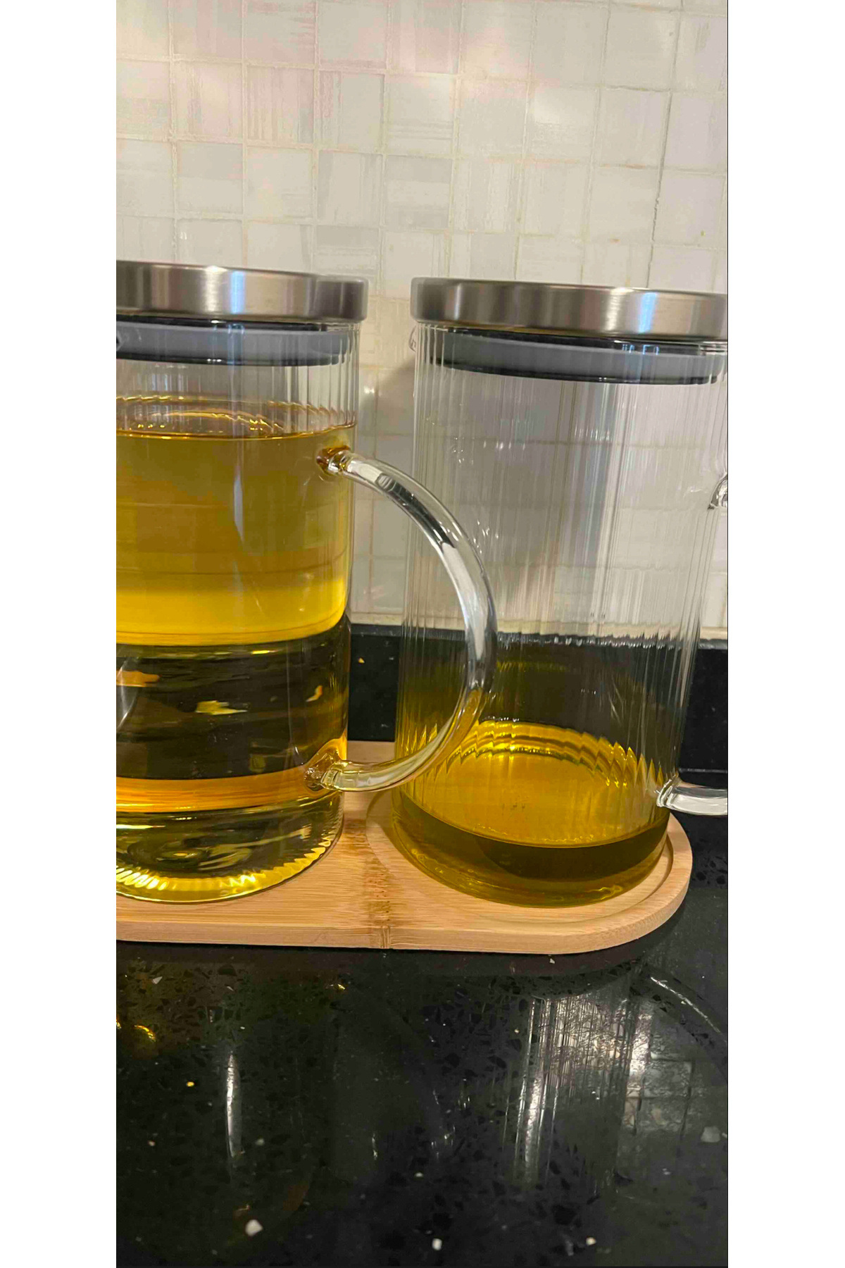 SEVEN7-3P Oil Pot Set - 1000ml Blended Glass with Bamboo Bottom 2