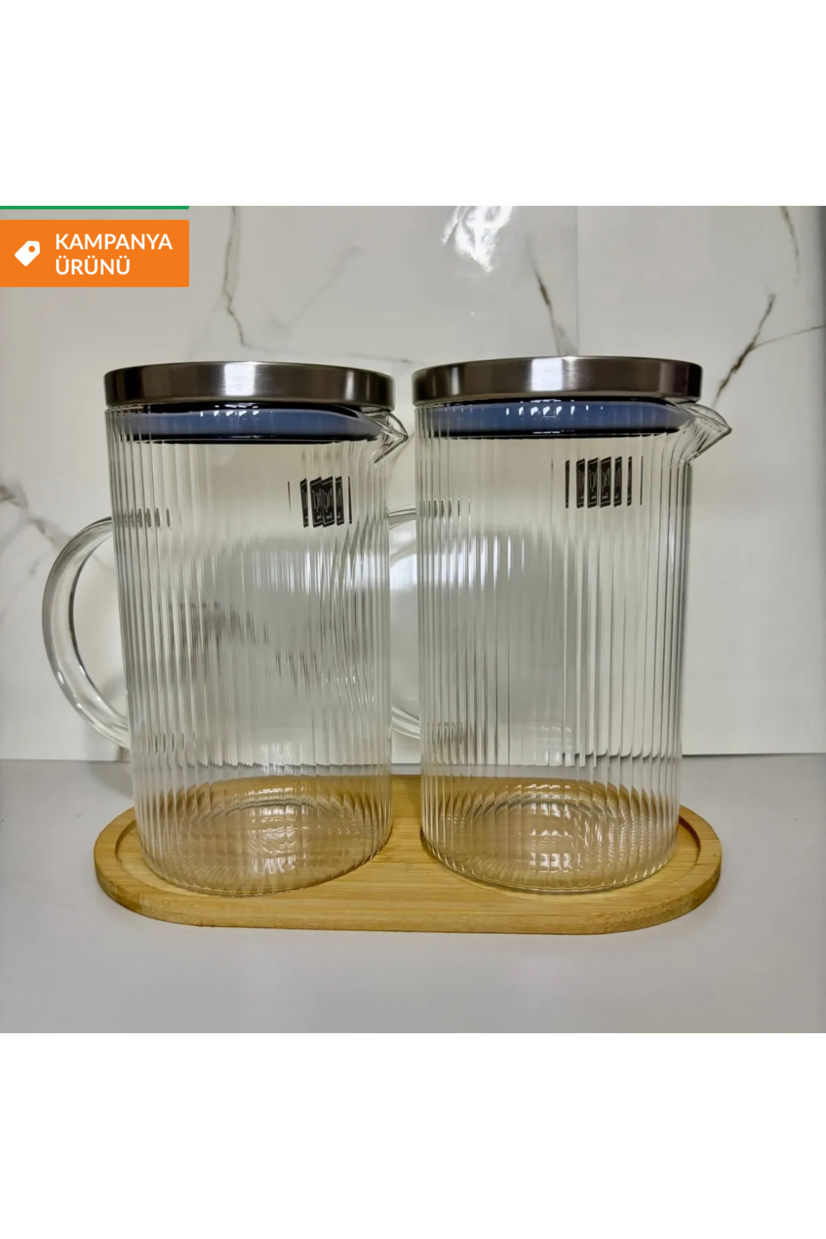 SEVEN7-3P Oil Pot Set - 1000ml Blended Glass with Bamboo Bottom 1