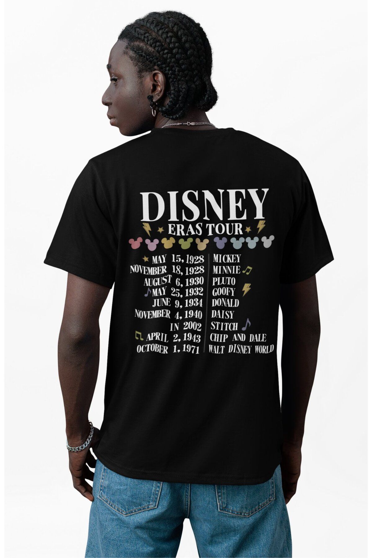 Fuddy Moda Unisex Dinsey Eras Tour Sırt Yazılı Tişört, Oversize Mouse ve Arkadaşları Baskılı T-Shirt