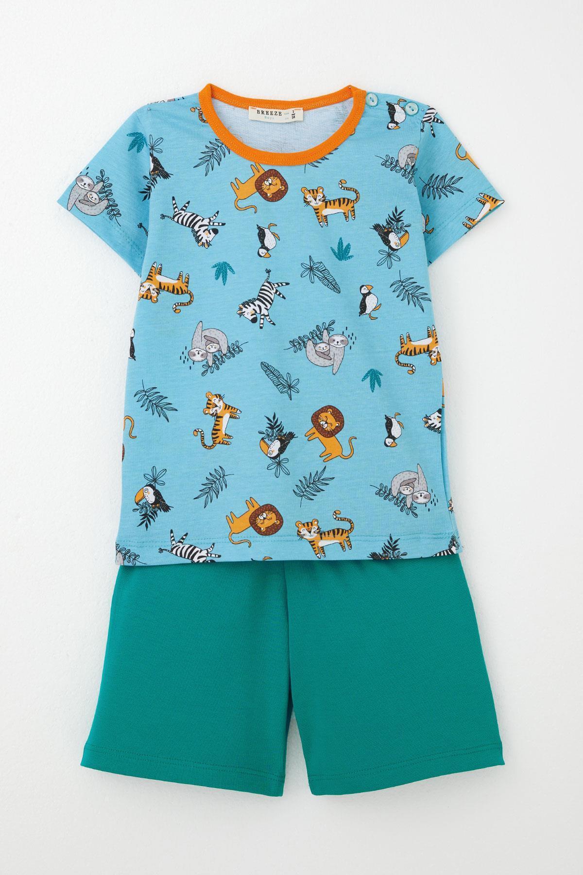 Girls & Boys Baby Boy Pajamas Set Animal Kingdom Themed 9 Months-3 Years, Baby Blue