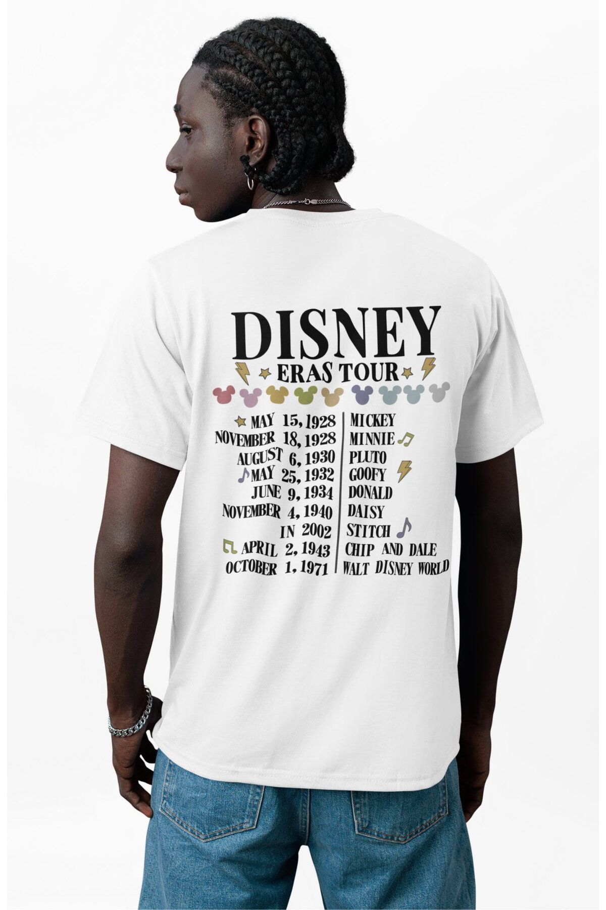 Fuddy Moda Unisex Dinsey Eras Tour Sırt Yazılı Tişört, Oversize Mouse ve Arkadaşları Baskılı T-Shirt