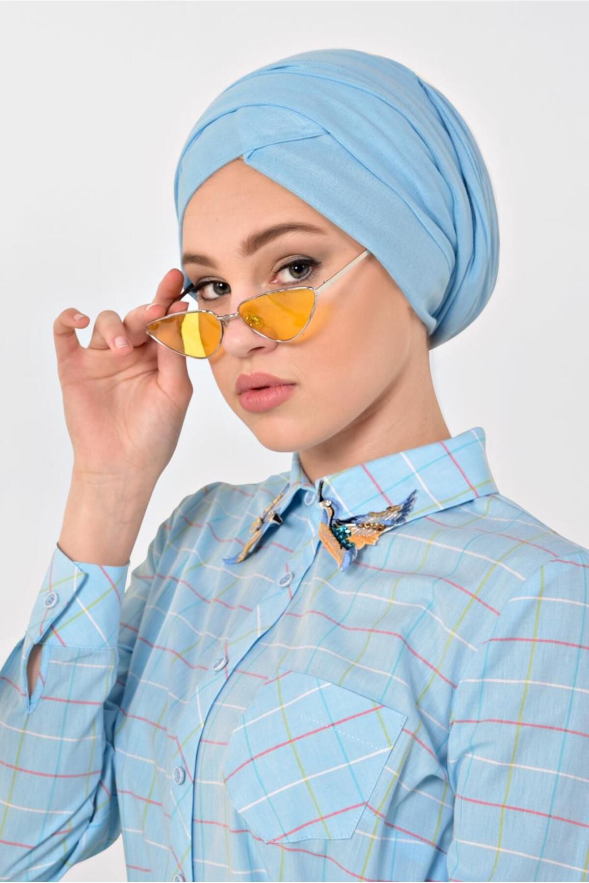 تونیک مربع طرح دار با مانتو روی یقه 4974 Alvina