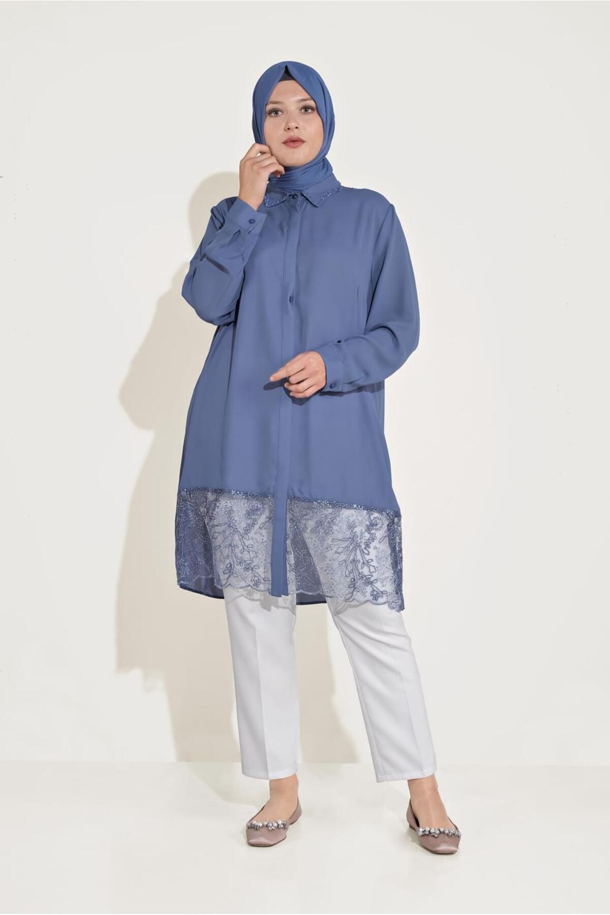 آلوینا تونیک توری با دکمه‌های مخفی 20049