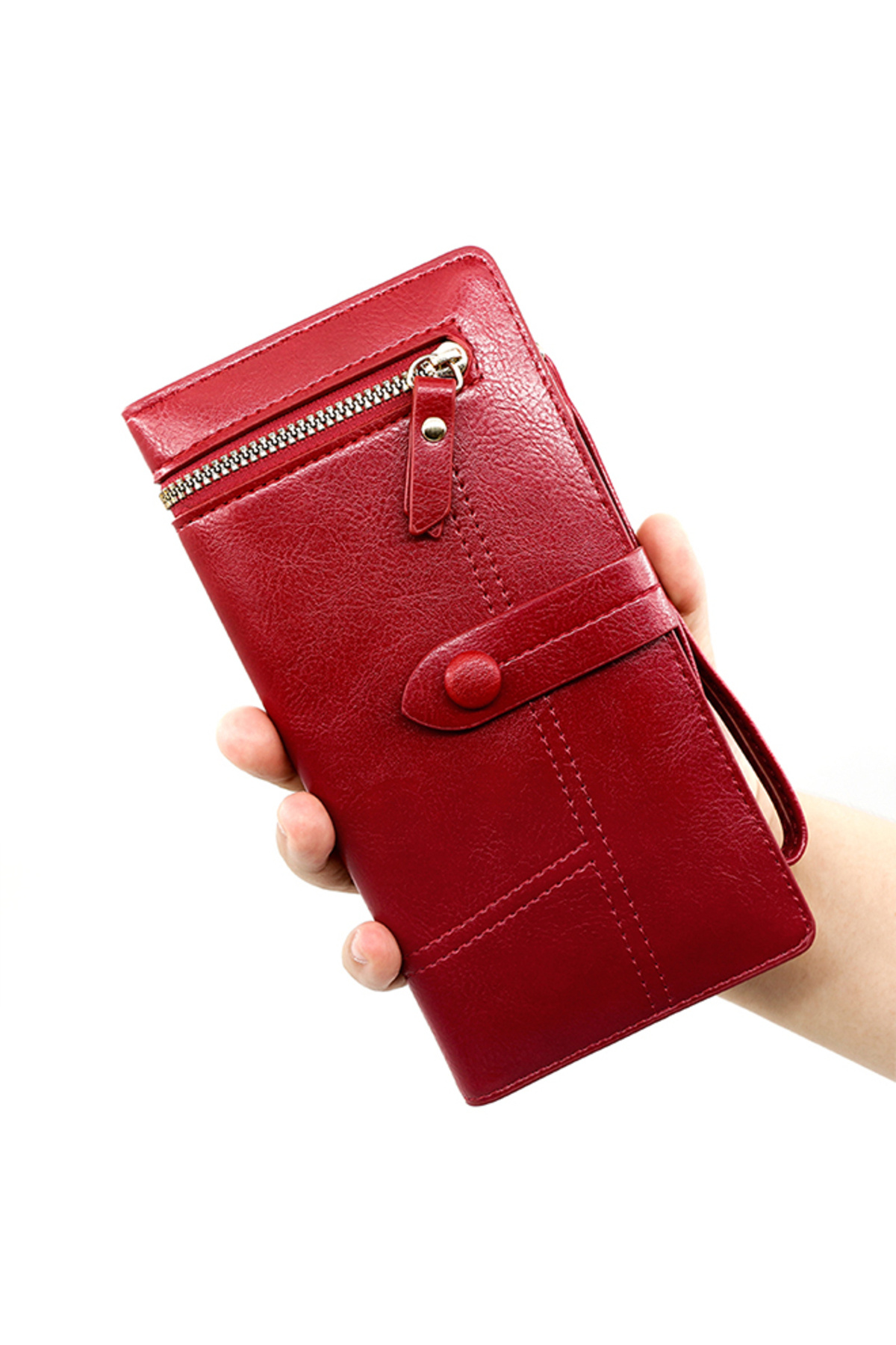 ETG-Fashion Hasp Ladies Soft PU Leather Clutch for Women Long Wallet Phone Zipper Bag Card Holder 4