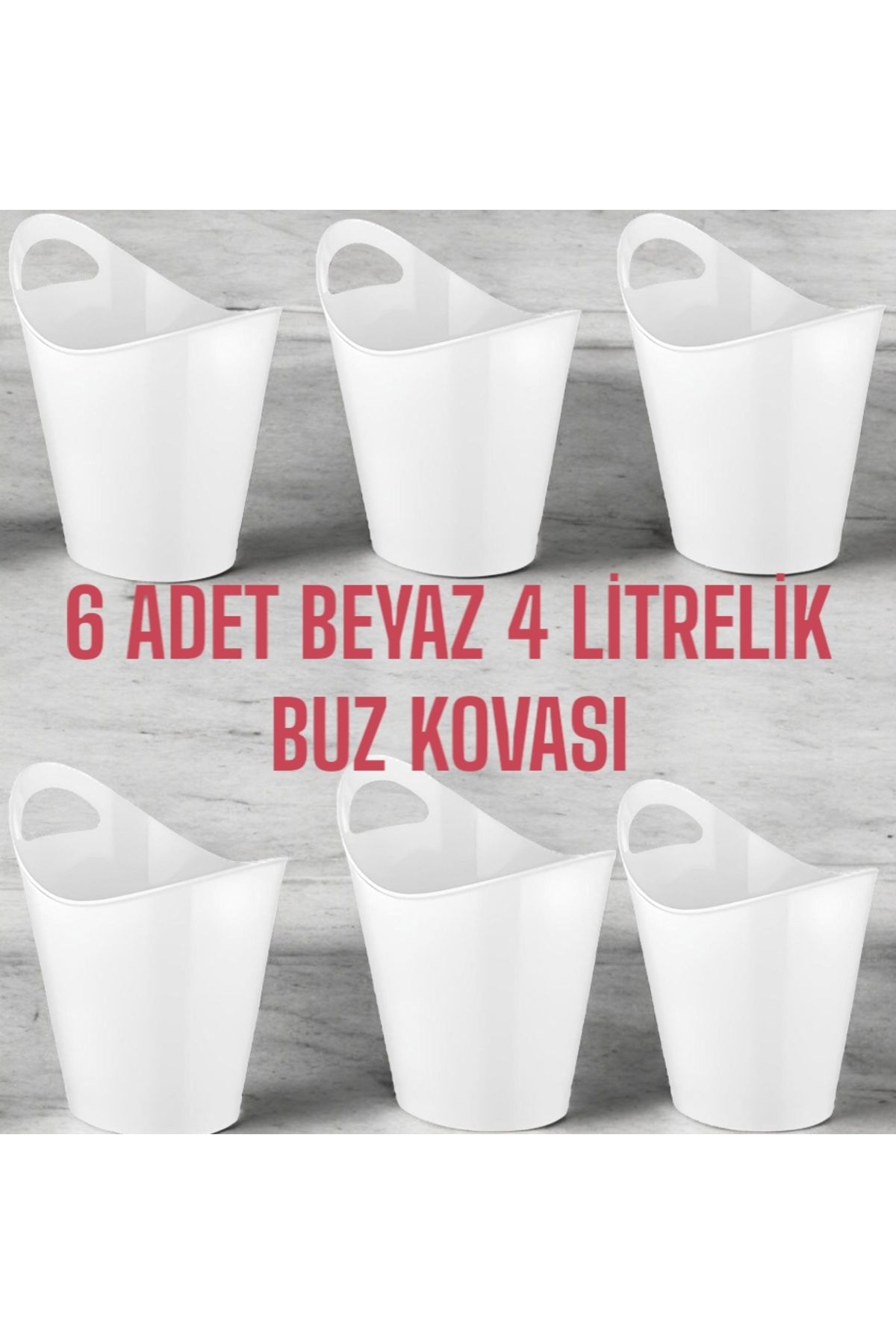 ZTF Global 6 ADET 4 LİTRELİK BEYAZ SAN BUZ KOVASI
