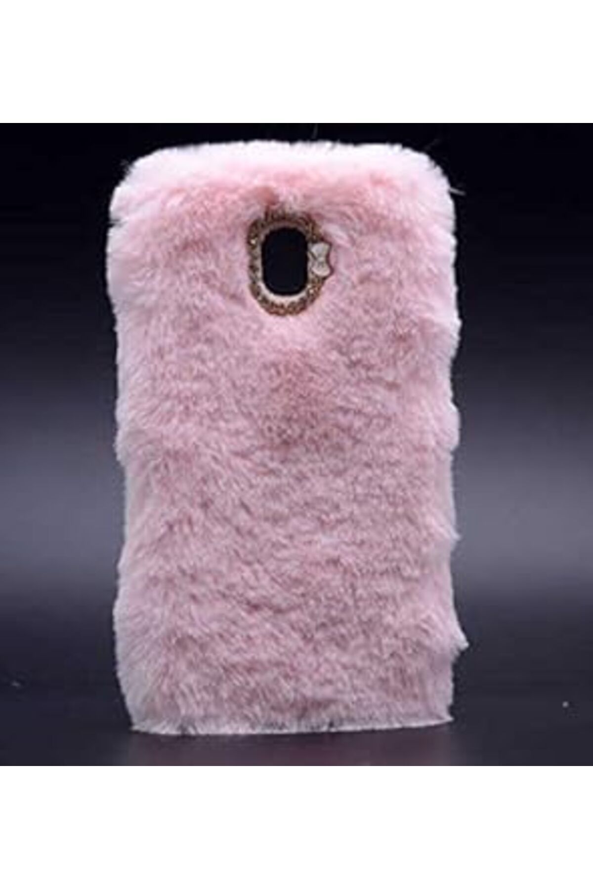 Mu Art Galaxy J5 Pro Uyumlu Tüylü Yumuşak Peluş Silikon Kılıf (Pembe Altın)