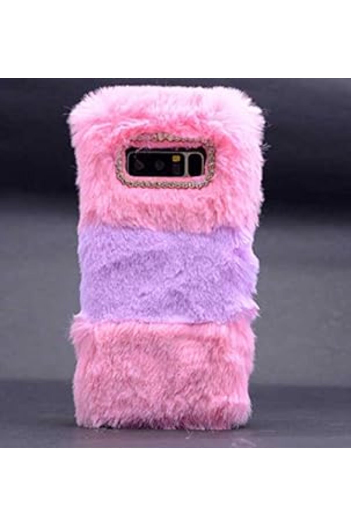 Mu Art Galaxy Note 8 Uyumlu Tüylü Yumuşak Pelus Kılıf (Pembe)