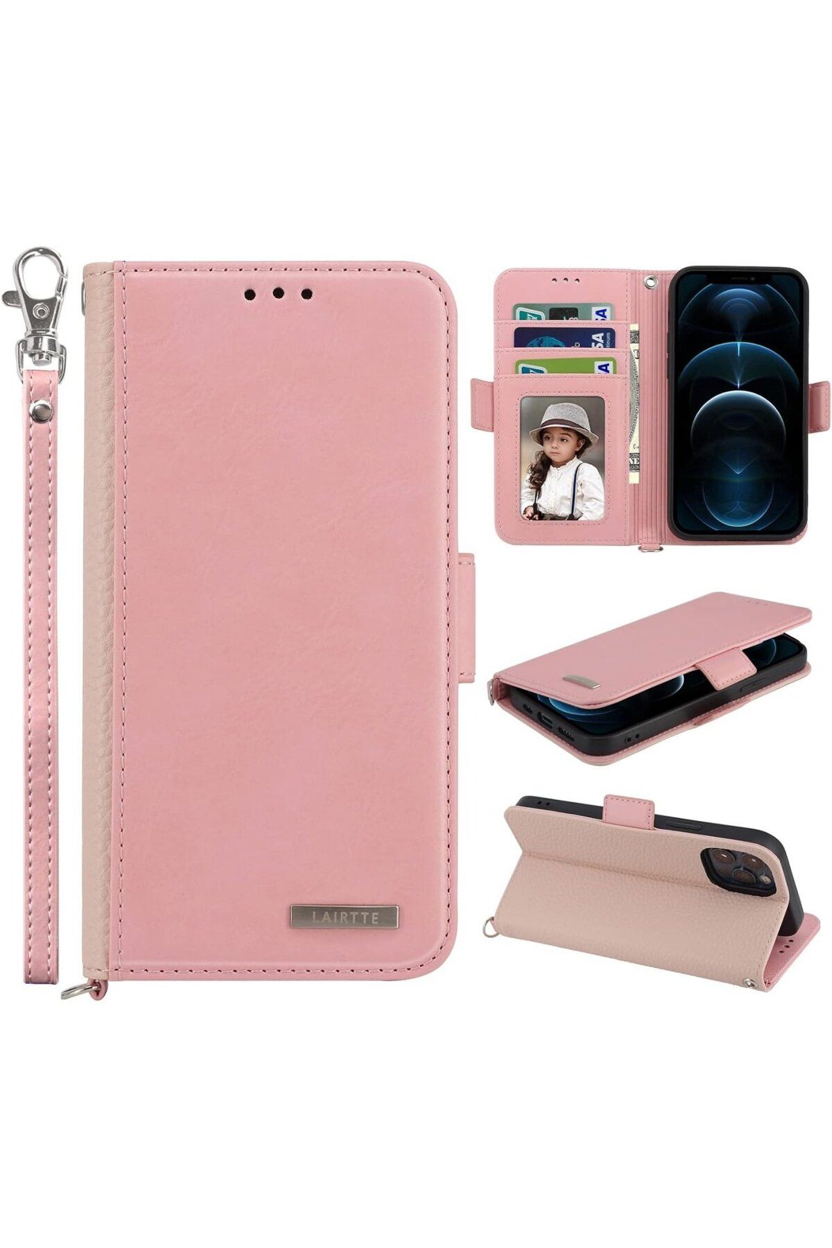 Wiko-Husă de protecție cu rabat pentru Wiko T10 5G Lairtte, piele PU/TPU, roz/bej, 6,5 inci 5