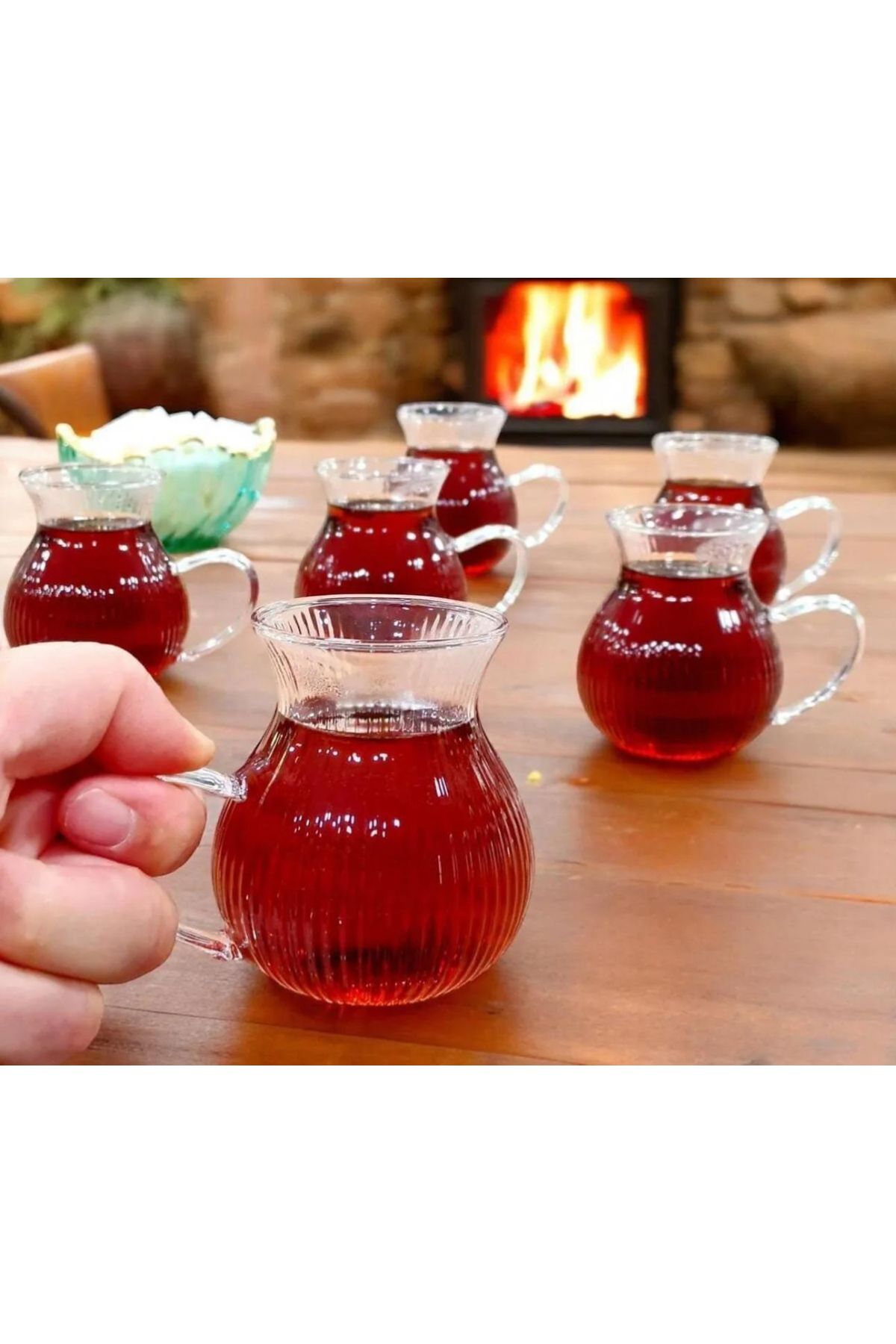 MİMOZA PARK 6 Adet Keyfi Ala Borosilikat 6'lı Çay Bardağı