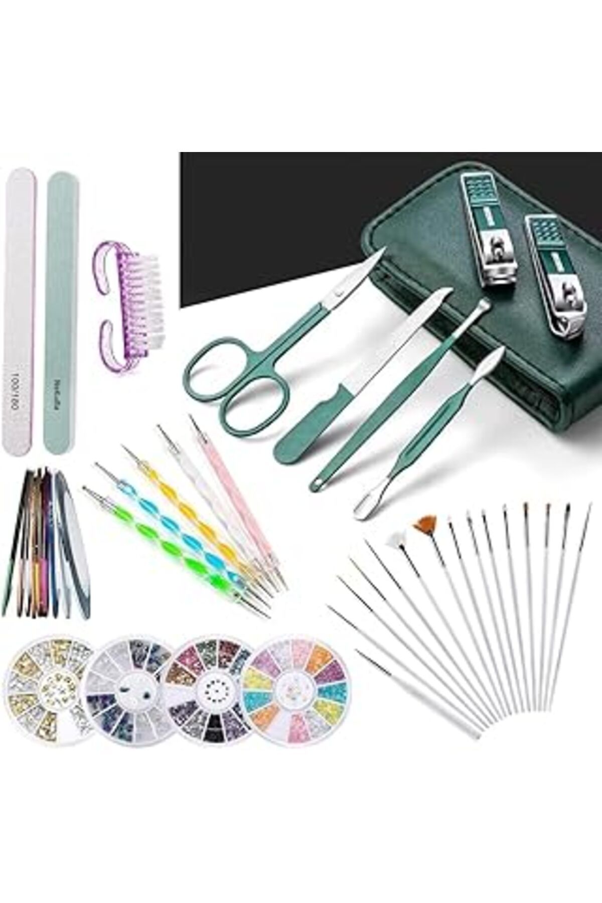 Mu Art Aksesuarcı Süper Set 6In1 Çantalı Paslanmaz Çelik Profesyonel Manikür Pedikür Seti Ve 37 Parça Nail