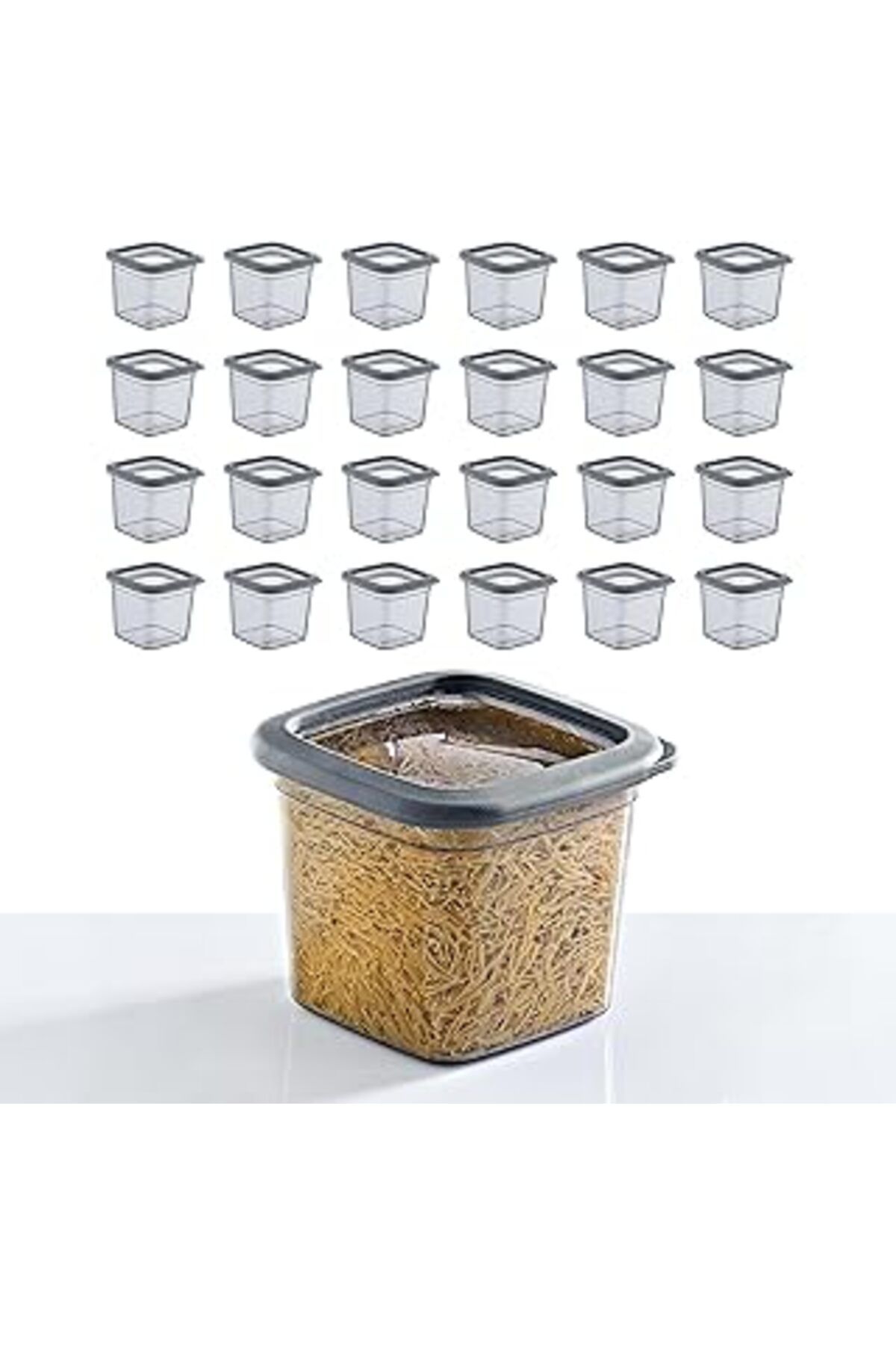 Mu Art-Smartware Set of 24 Skali Square Storage Container Anthracite 740 ml - Anthracite, Multi-Purpose Storage Container 1
