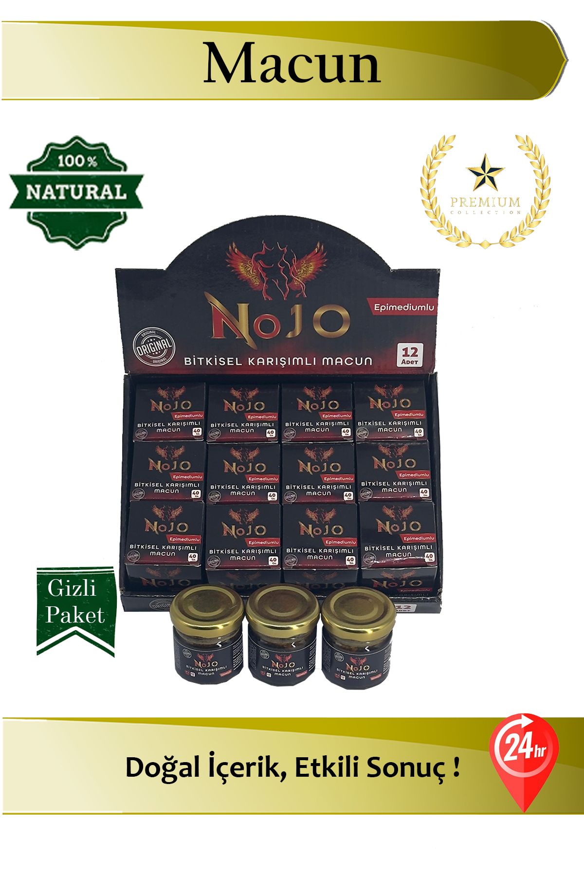 Herbiox Nojo Macun Bitkisel Macun 12 Adet Özel Anlara Doğal Destek Kavanoz Serisi 24 Saat Etkili