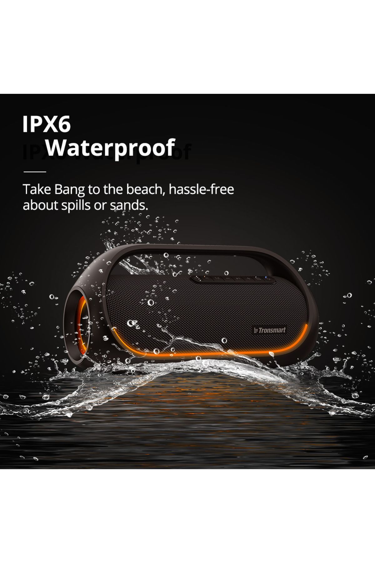 Tronsmart-مكبر صوت ترونسمارت بلوتوث، مكبر صوت محمول بانج 60 واط، مقاوم للماء IPX6، مكبر صوت مزود بإضاءة LED 5