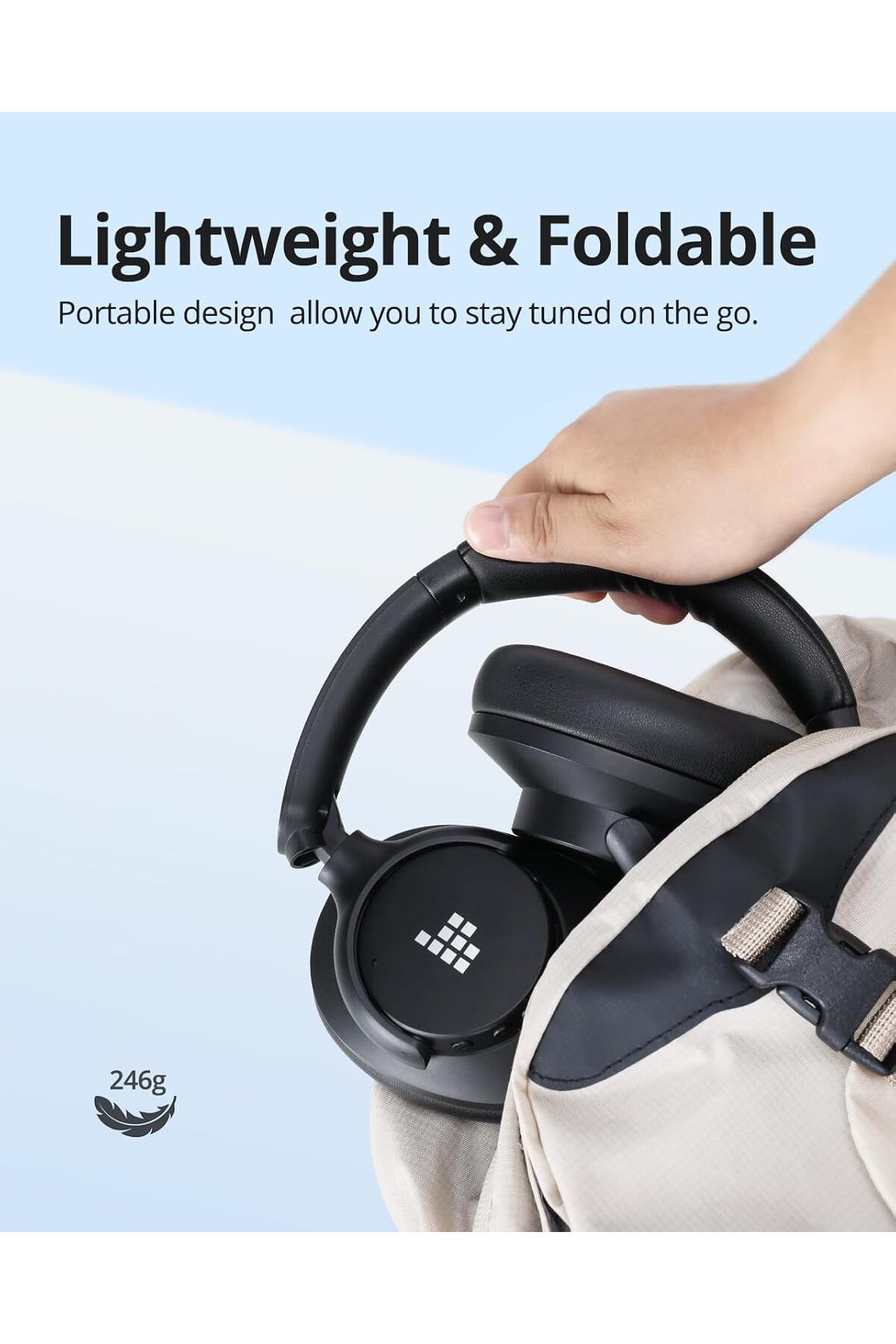 Tronsmart-Sounfii Q20 Active Noise Cancelling Headphone, Wireless Over Ear Bluetooth Headphone Black 4