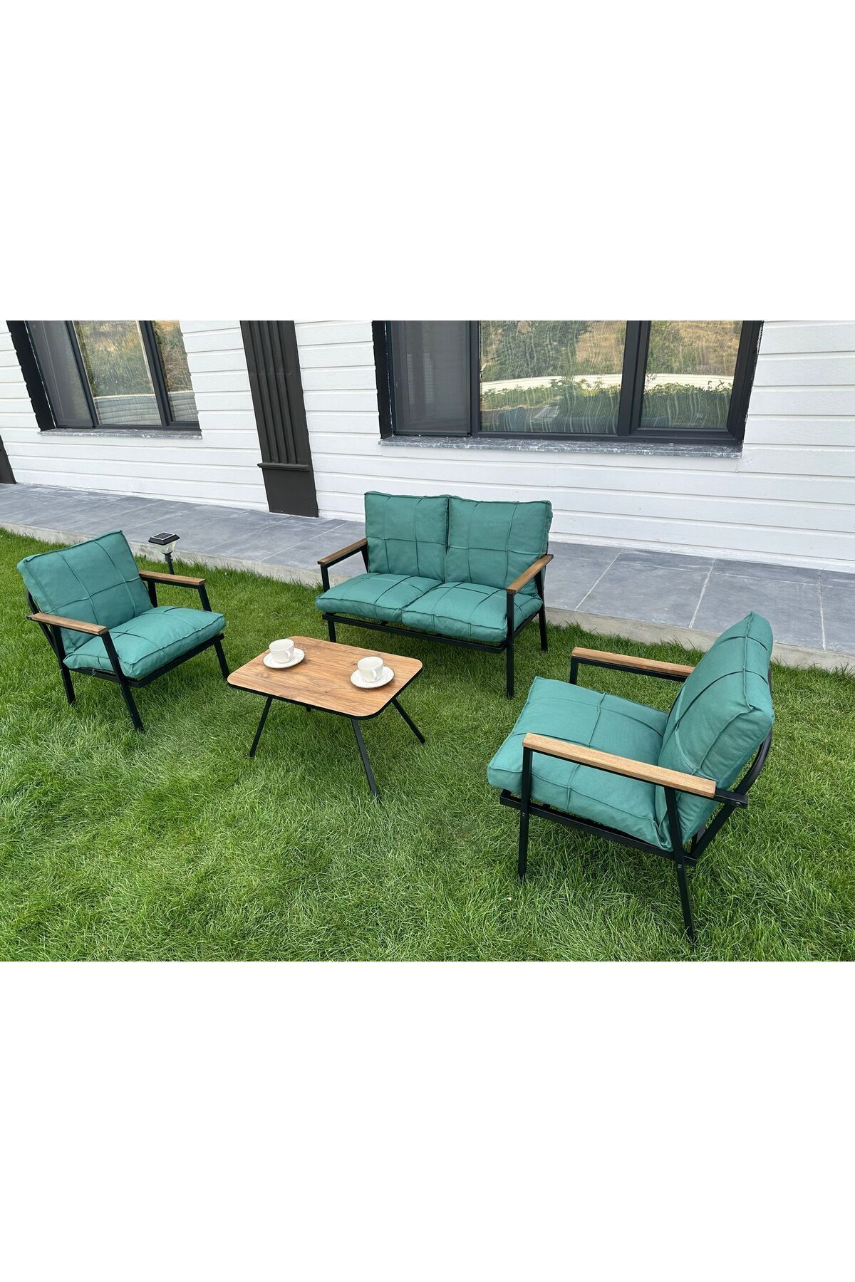 Duru 2 1 1 Sehpa Hediyeli Balkon Takımı, Bahçe Mobilyası,çay Seti,oturma Grubu, Renk Su Yeşili