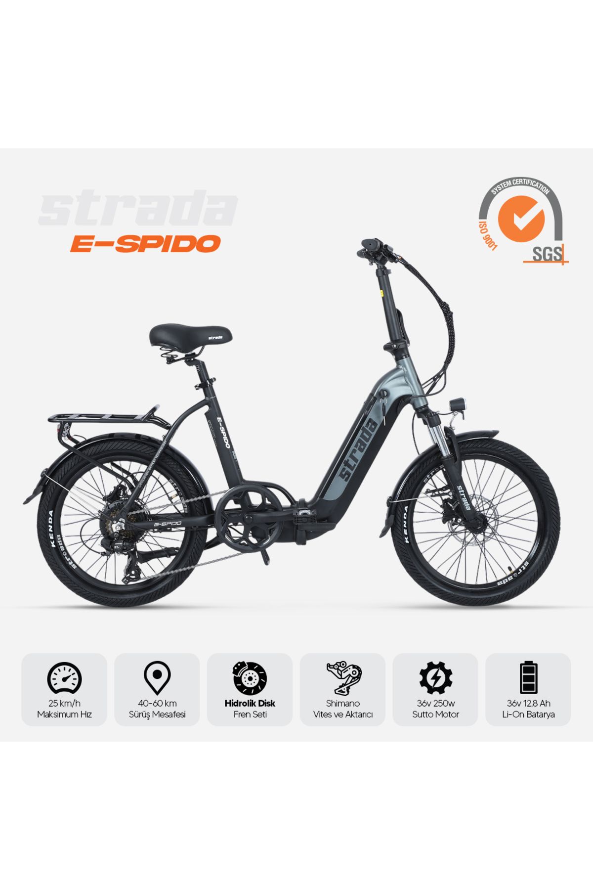 Stradacycles E-Spido Hidrolik Disk 20 Jant Katlanabilir Elektrikli Bisiklet