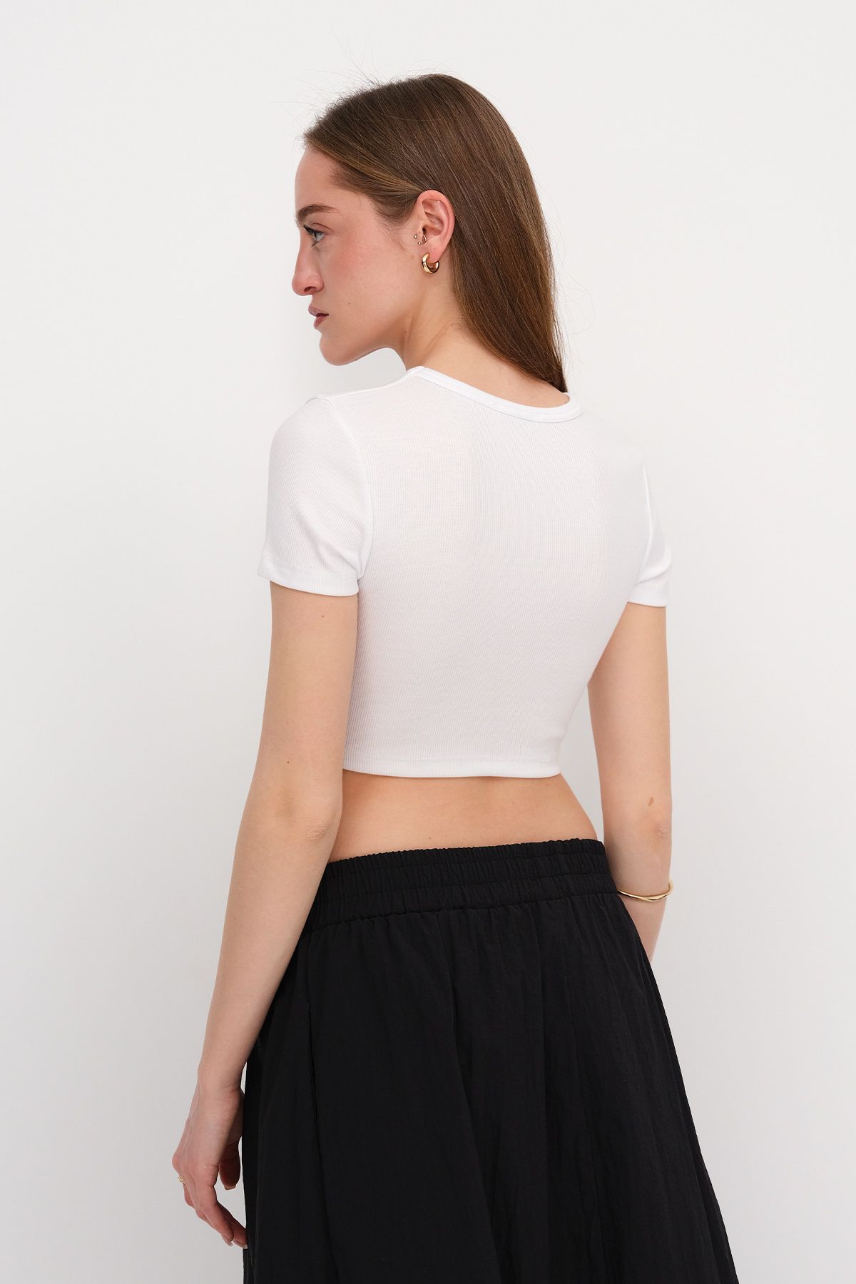 Addax-Tricou crop modal cu mânecă scurtă P13871 5