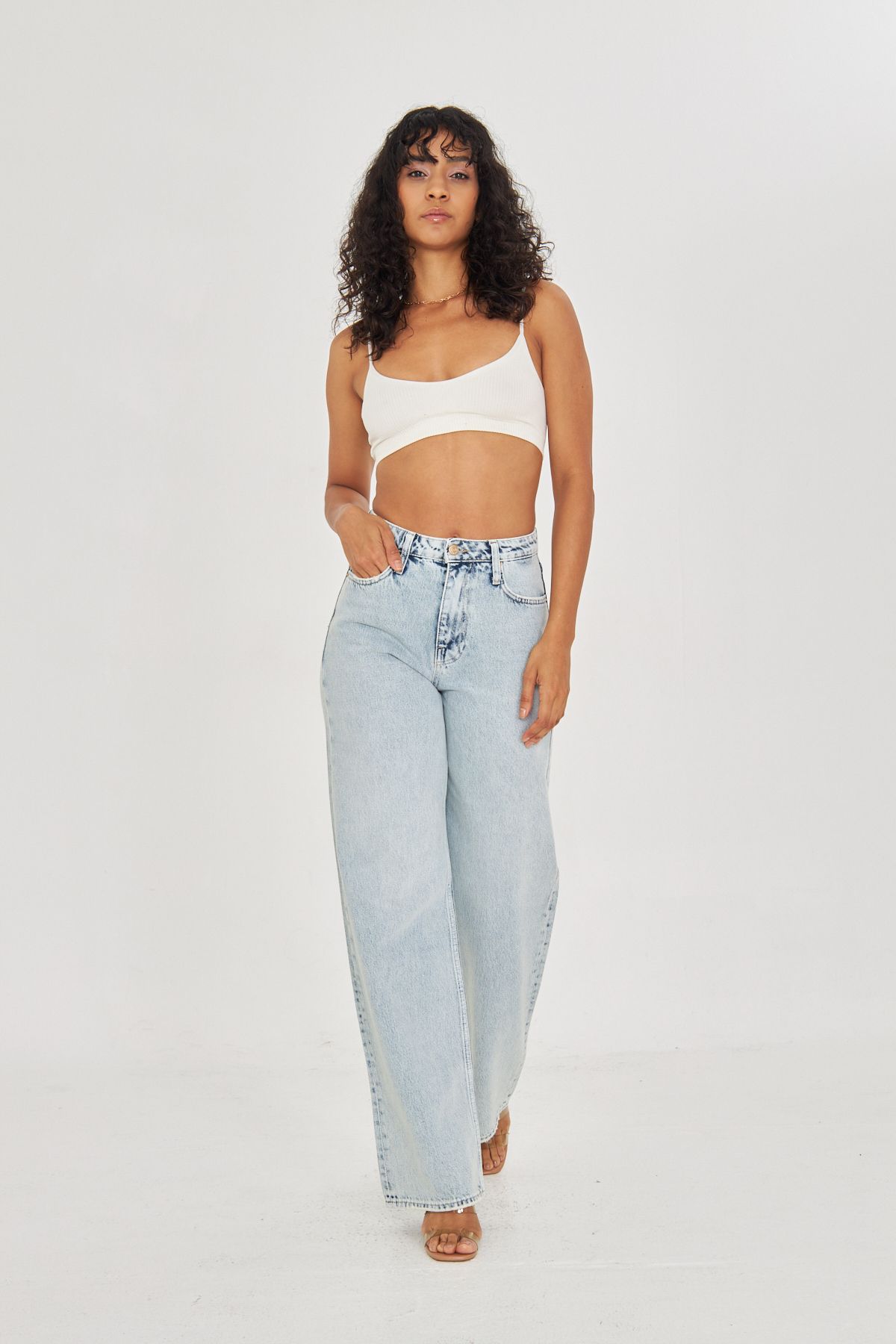 cracpot Kadın Yüksek Bel Rahat Kesim Tint Yıkamalı Loose Fit Jean Pantolon