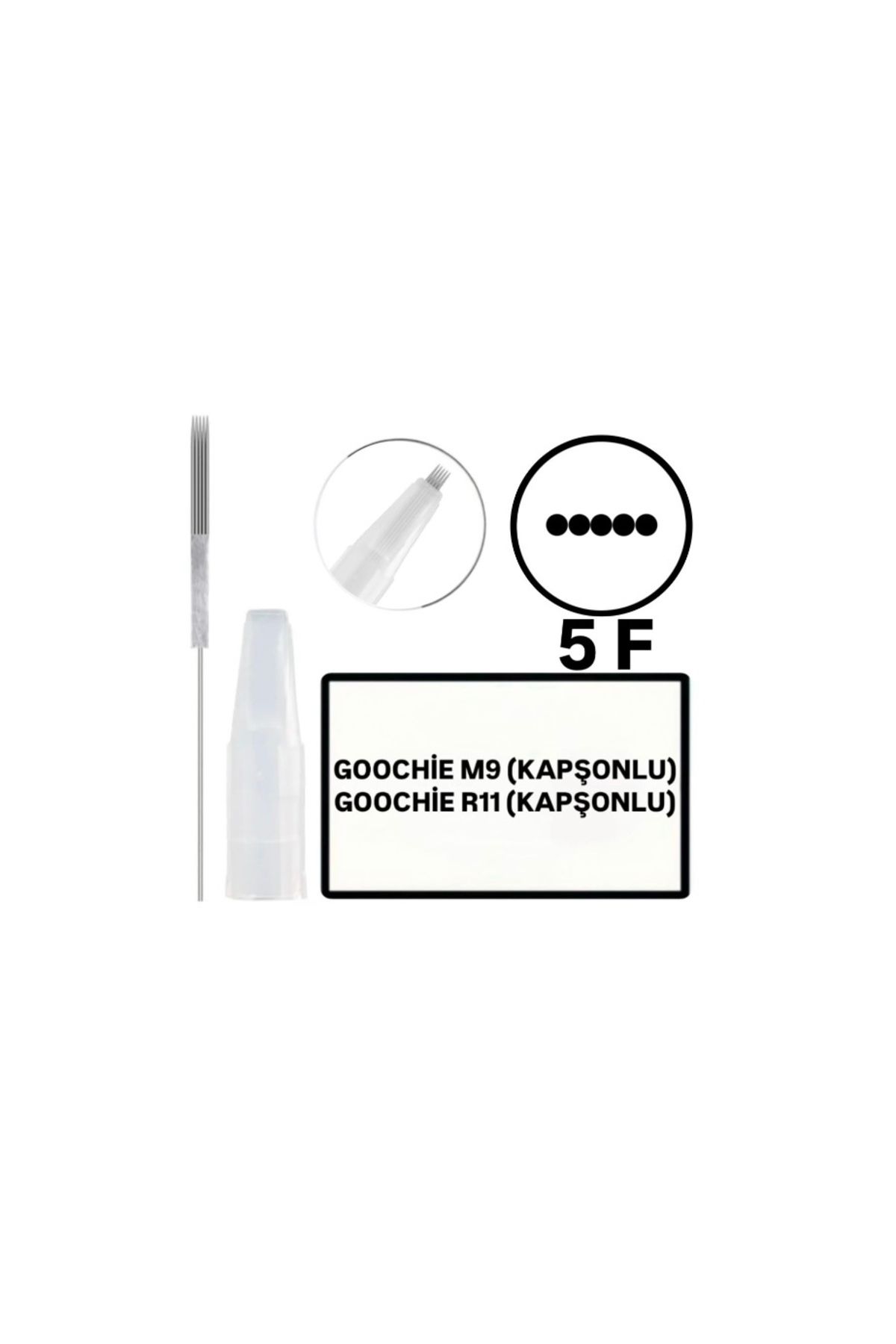 H RUN GLOBAL 5 Adet F5 ( GOOCHIE M9 / R11 KAPŞONLU ) Değiştirilebilir Kartuş Kalıcı Makyaj Cihaz Ucu ( İğne )
