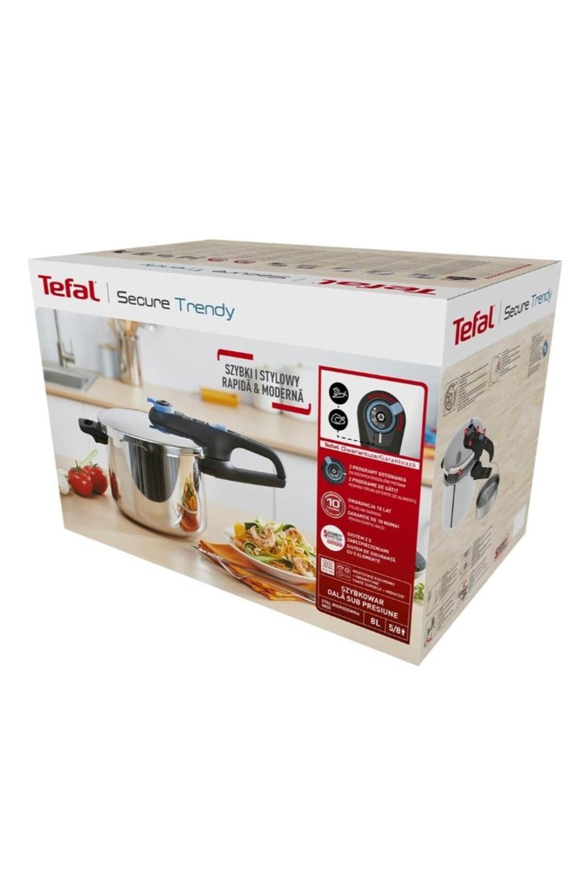 TEFAL-Tefal Secure Trendy pressure cooker, 8l, stainless steel (Silver) 2